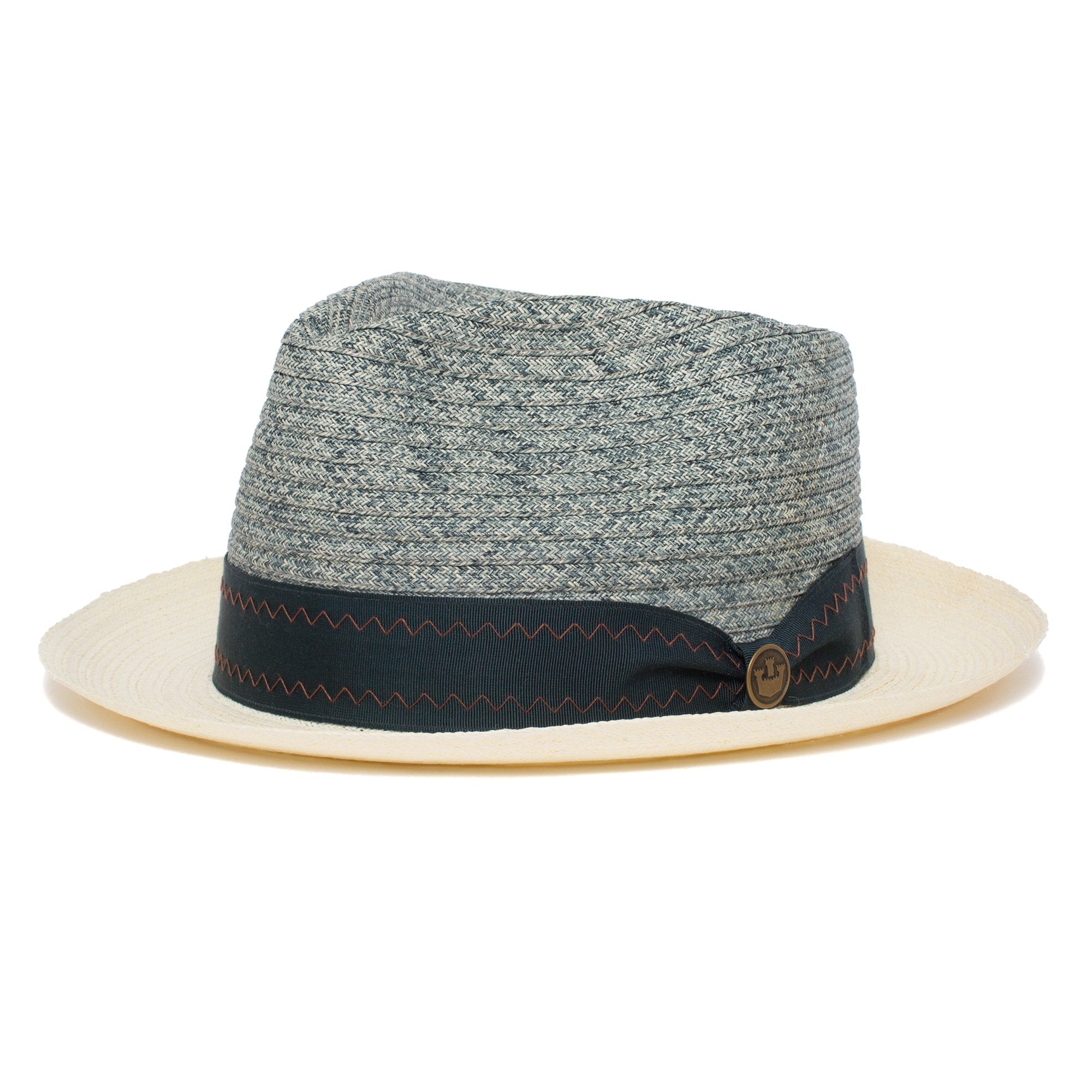 Goorin Bros. out of office teardrop medium brim straw fedora hat Slate left side view