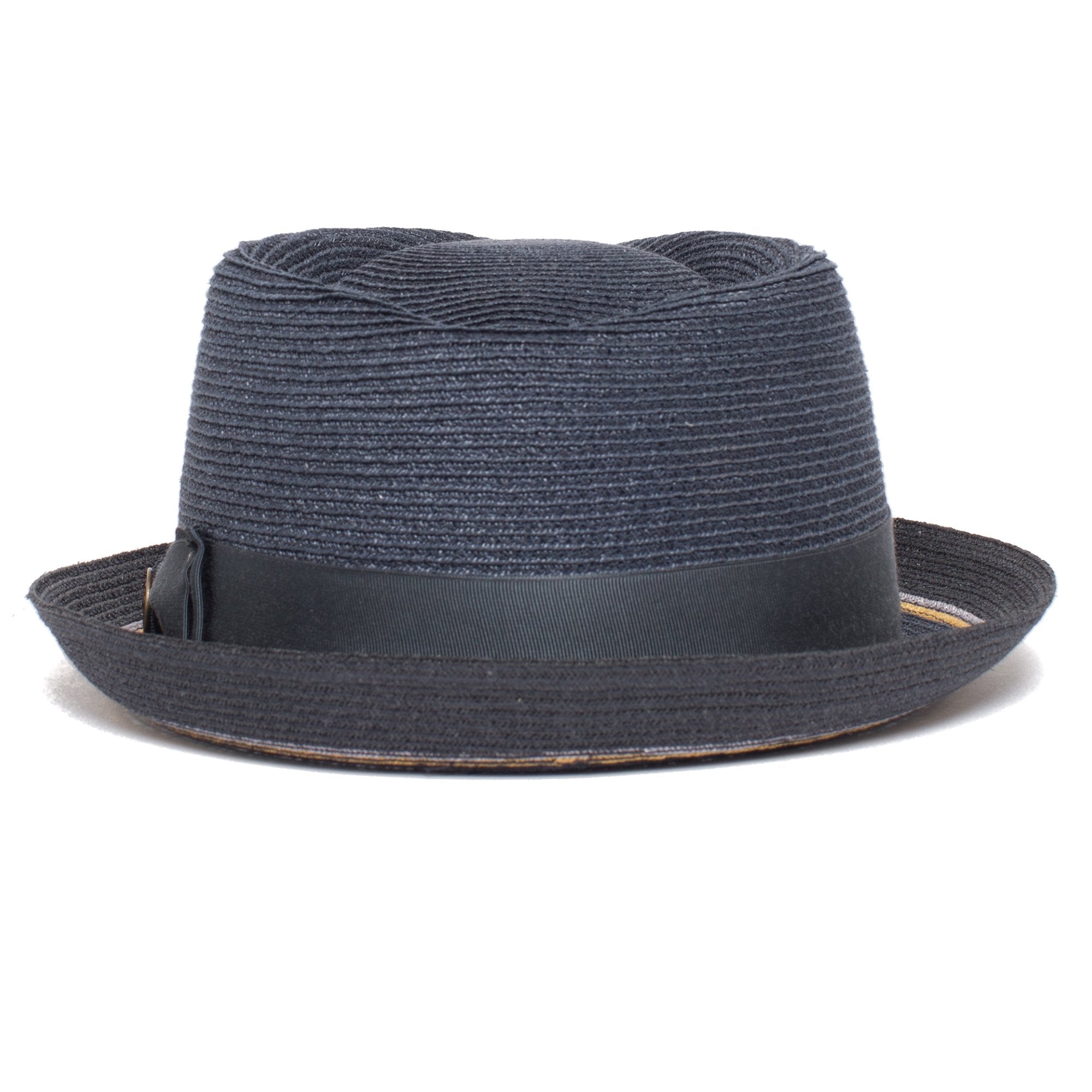 Goorin Bros. the new guy diamond short brim straw porkpie fedora hat Navy back view