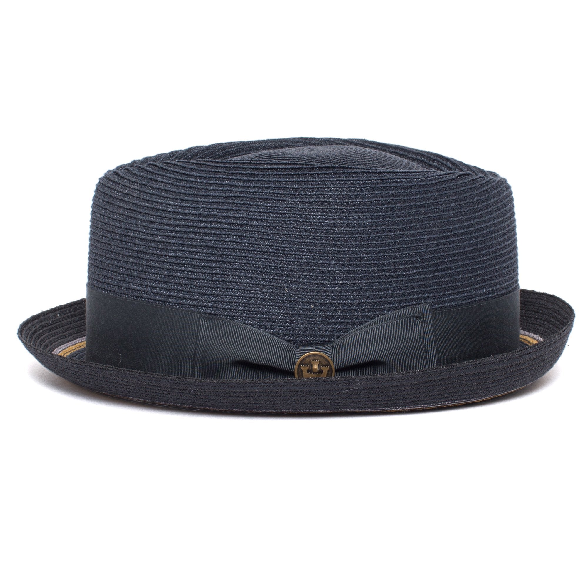 Goorin Bros. the new guy diamond short brim straw porkpie fedora hat Navy side view