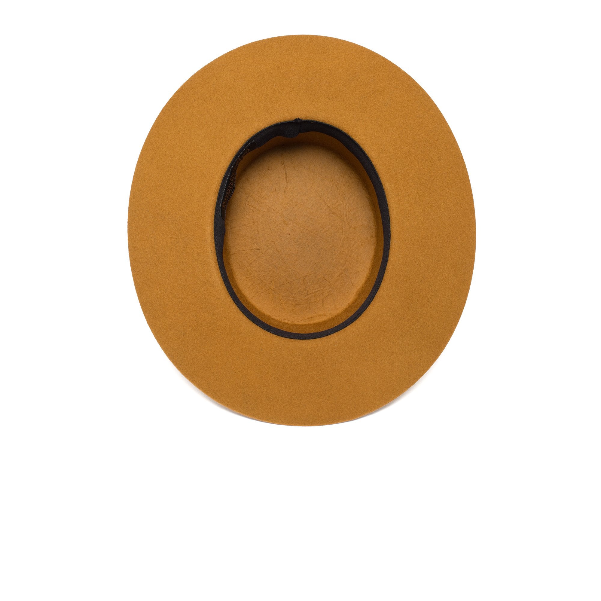 Goorin Bros. trumpet blues flat top wide brim felt gaucho fedora hat Whiskey under view
