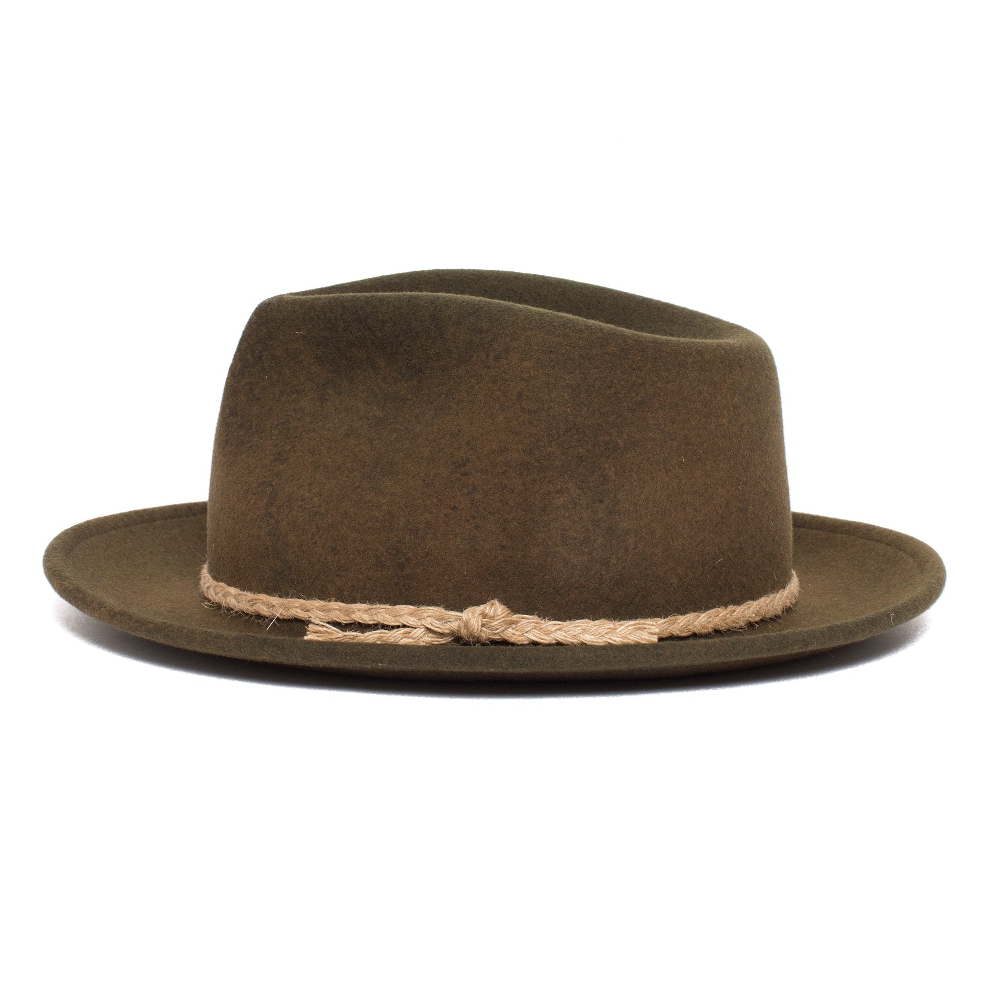 Goorin Bros. higher country teardrop wide brim felt fedora hat Olive side view