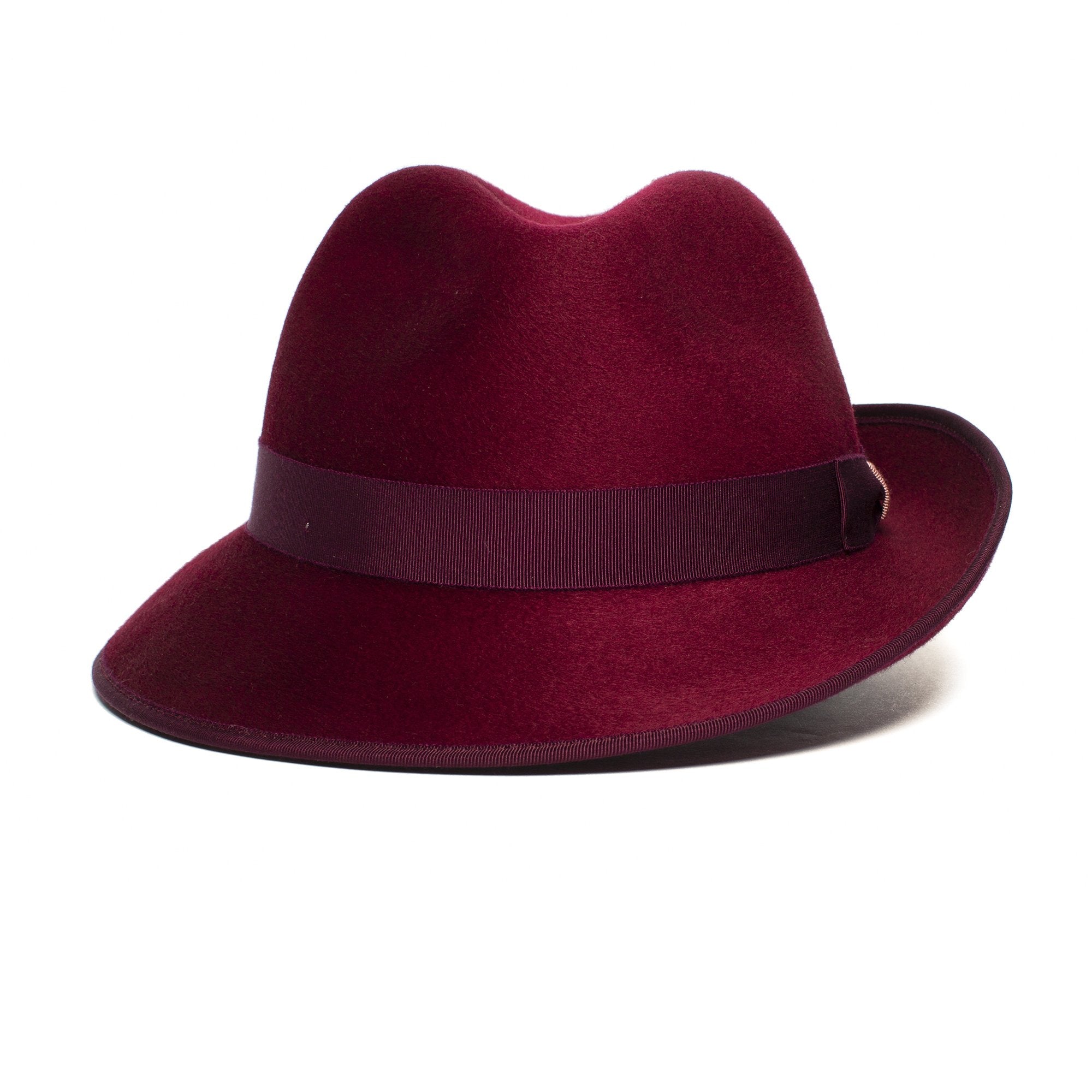 Goorin Bros. charlotte oaks wool asymmetric fedora Red front view