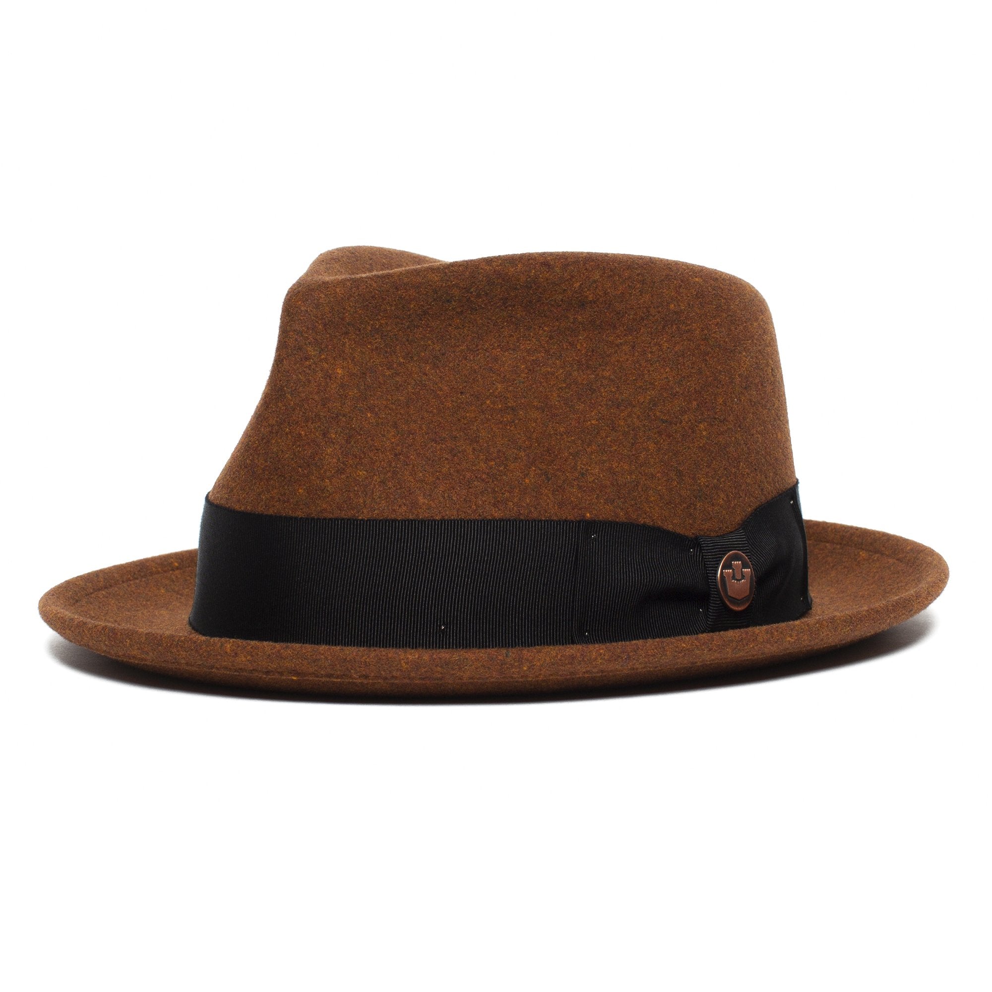 Goorin Bros. radley teardrop medium brim felt fedora hat Rust left side view