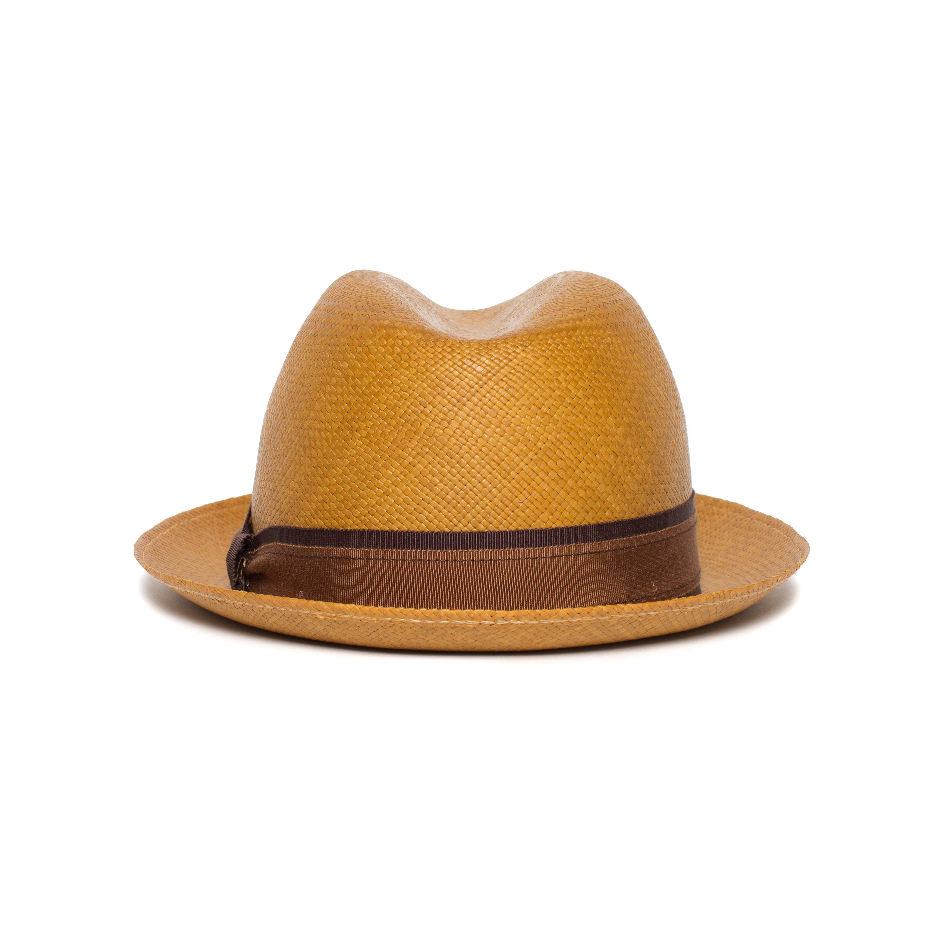 Goorin Bros. eberline center dent medium brim straw fedora hat Whiskey back view