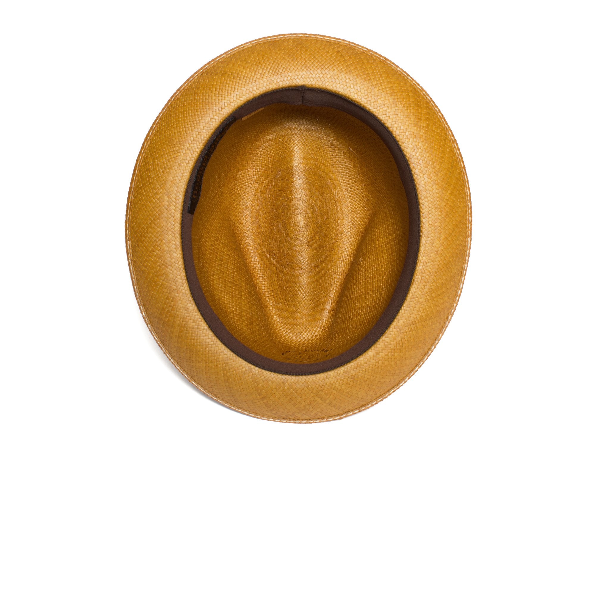 Goorin Bros. eberline center dent medium brim straw fedora hat Whiskey under view