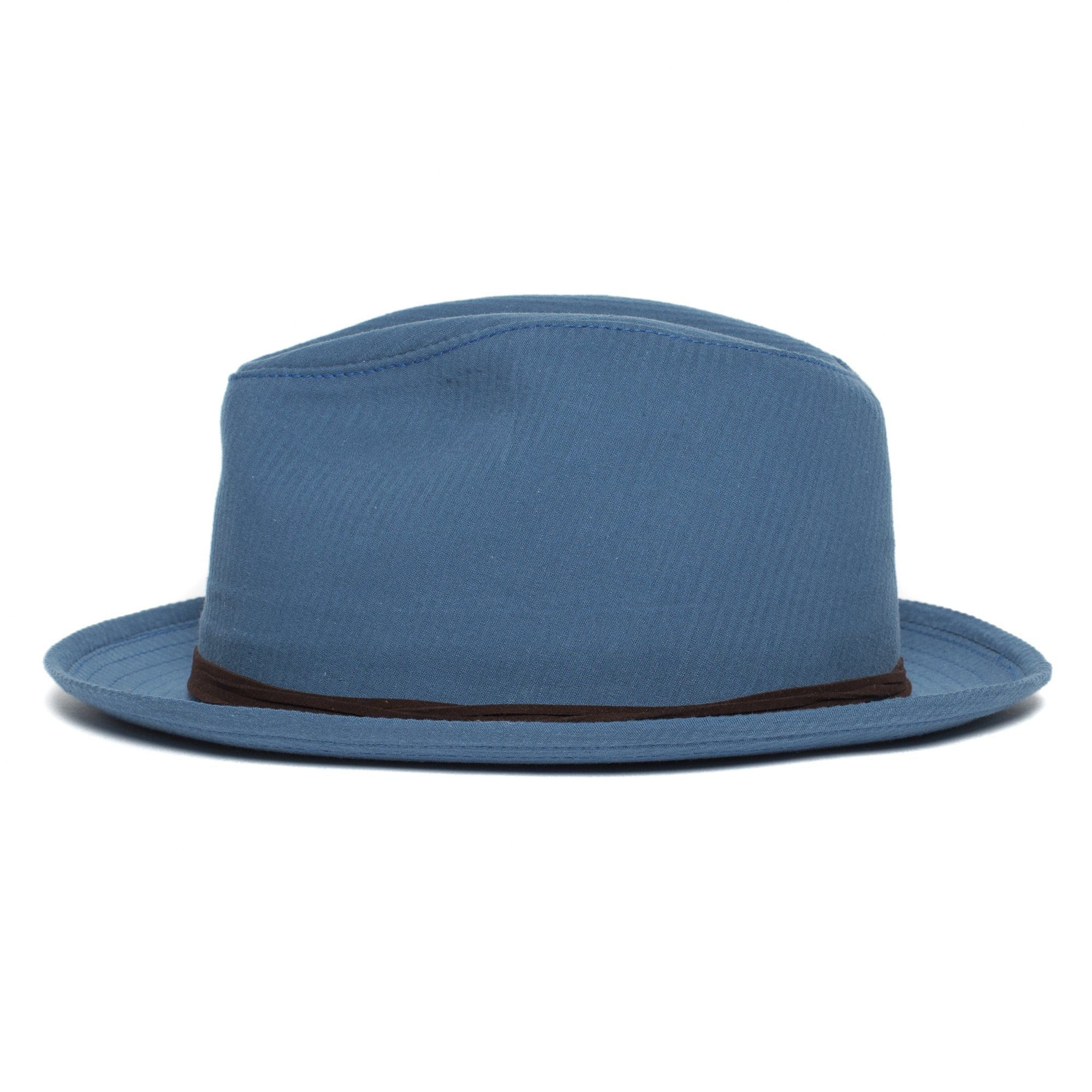 Goorin Bros. pops center dent medium brim cotton fedora hat Blue side view