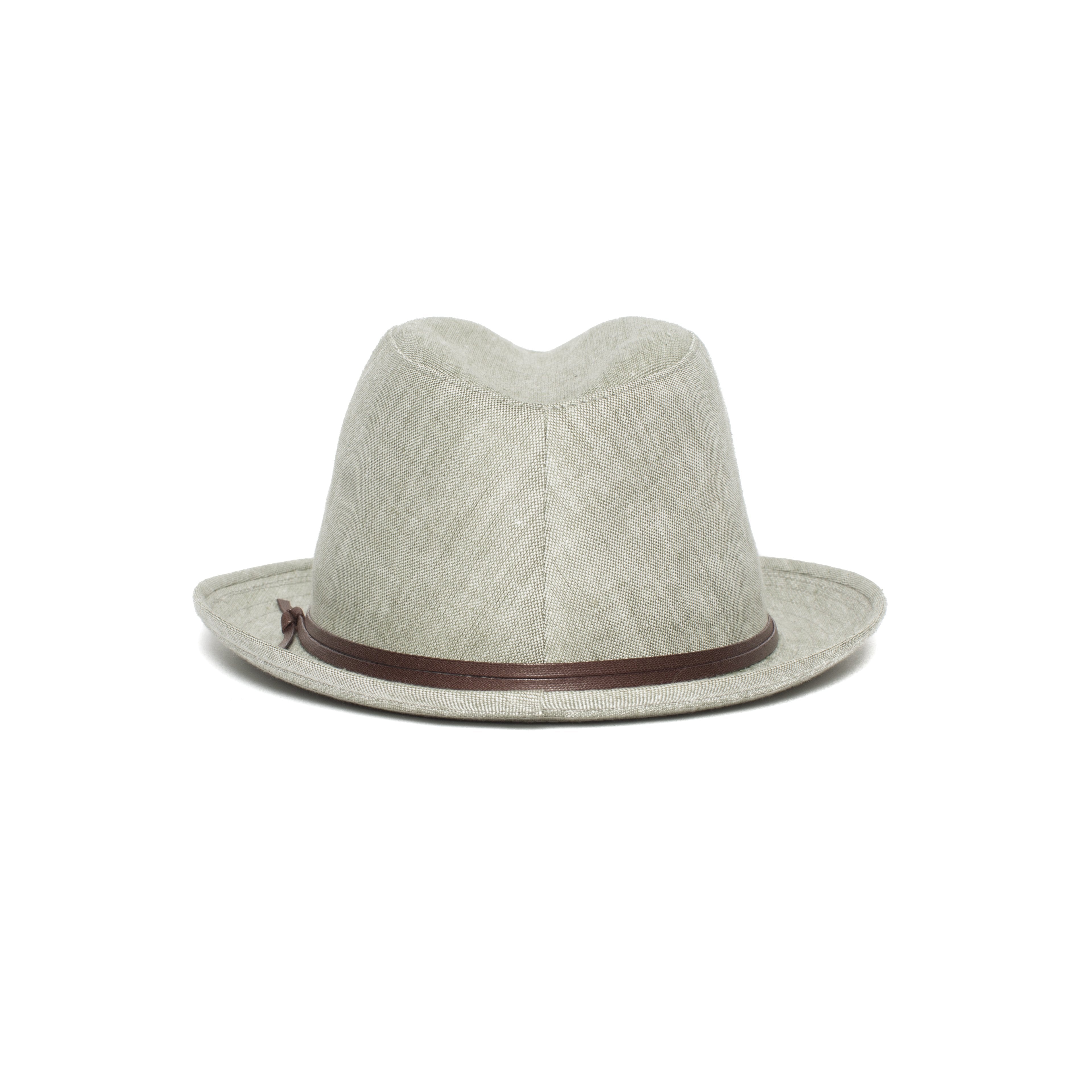 Goorin Bros. ebenezer center dent medium brim linen fedora hat Green back view