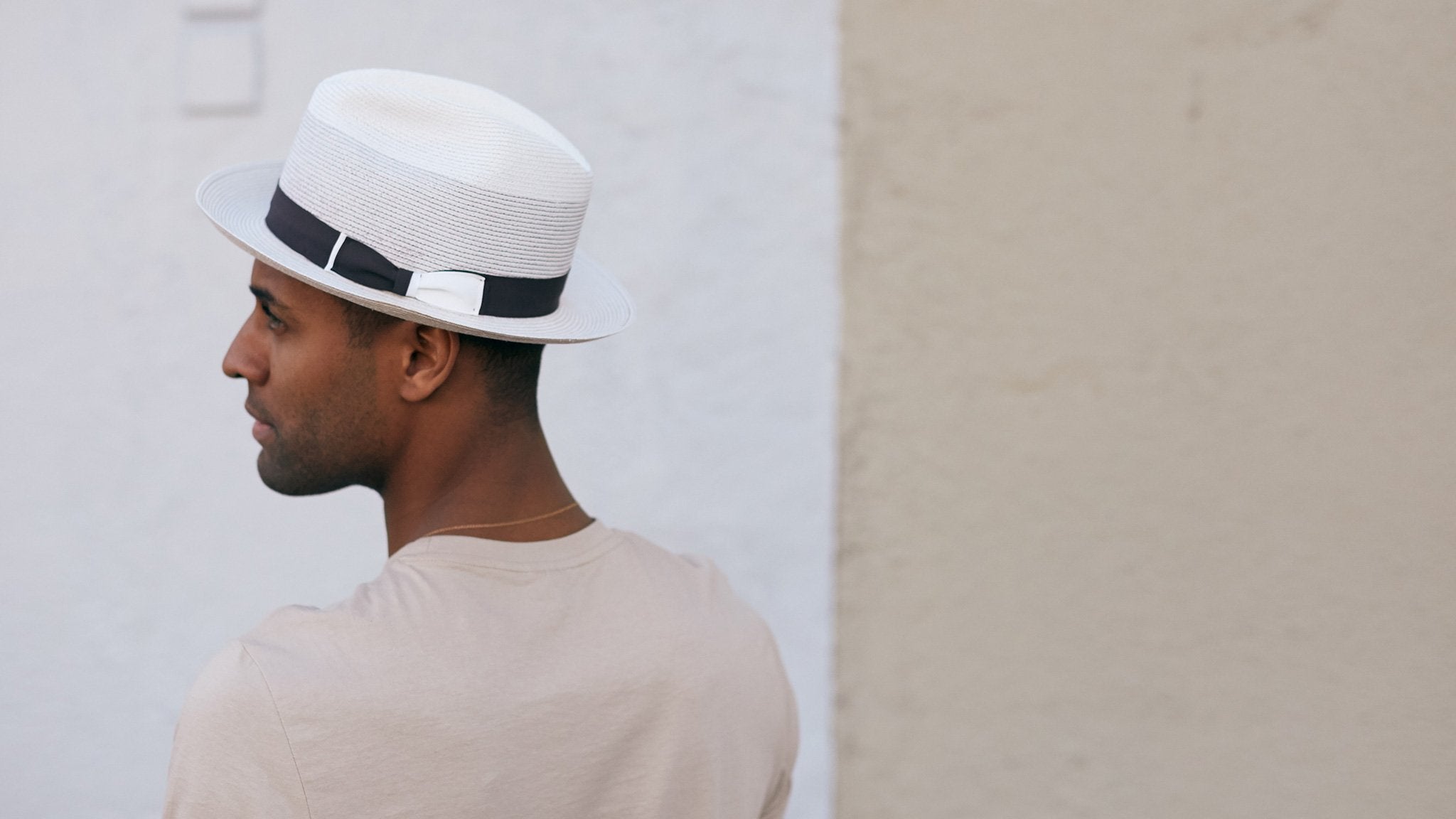 Goorin Bros. orozco flip up fedora Stone hero shot on male model
