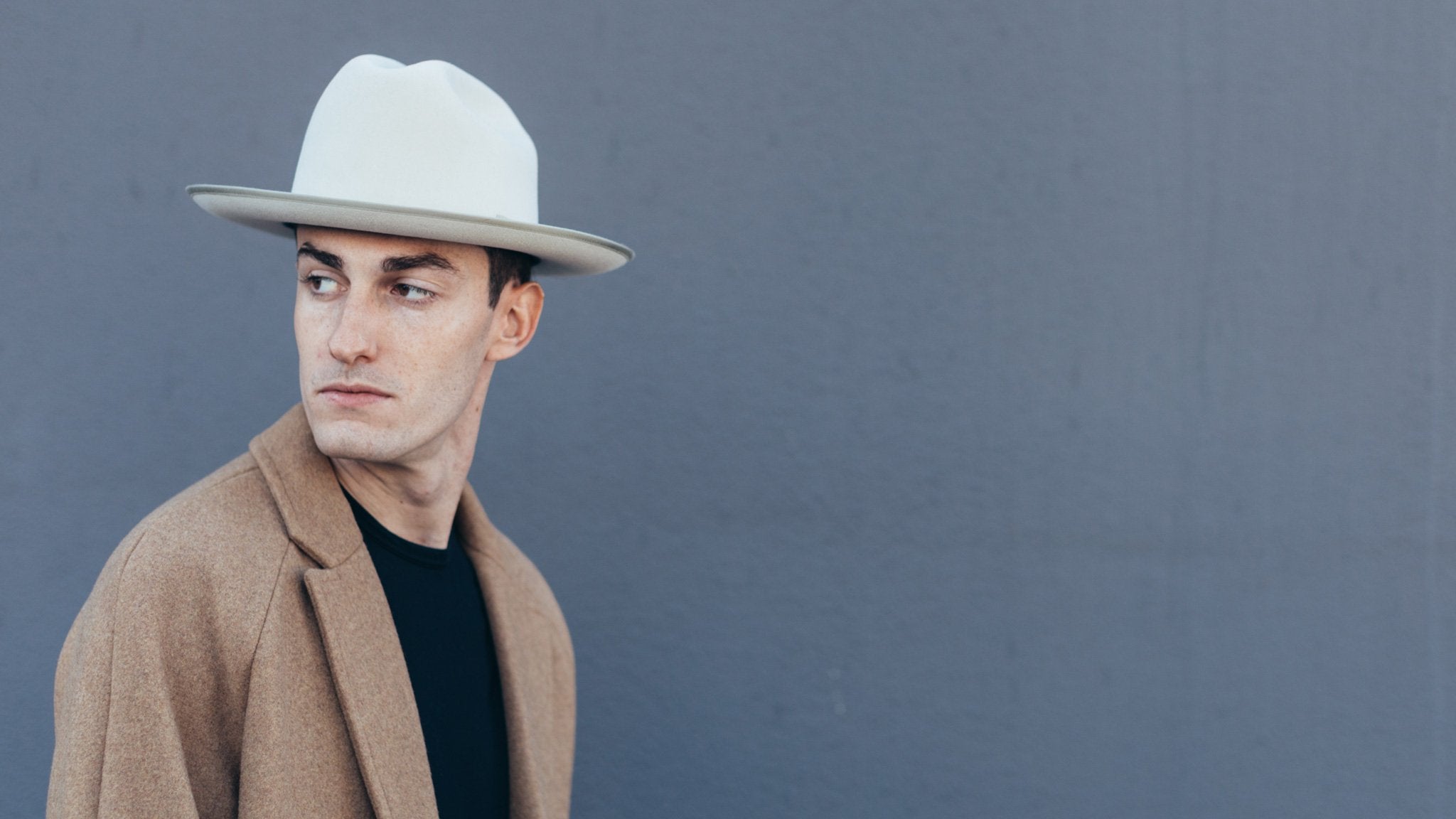 Goorin Bros. happy trails wool fedora Creme hero shot on male model