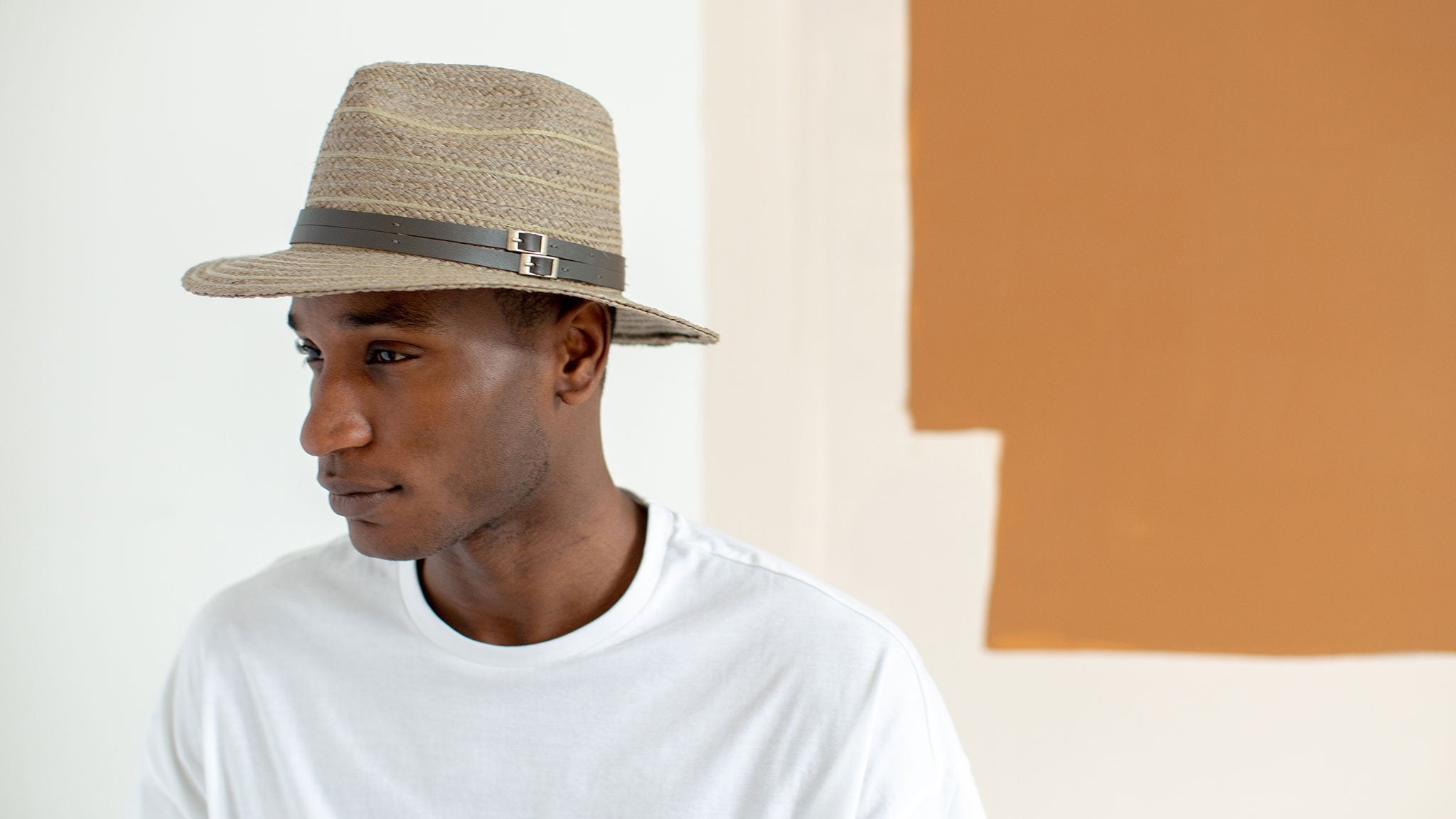 Goorin Bros. tanlines raffia fedora Blue hero shot on male model