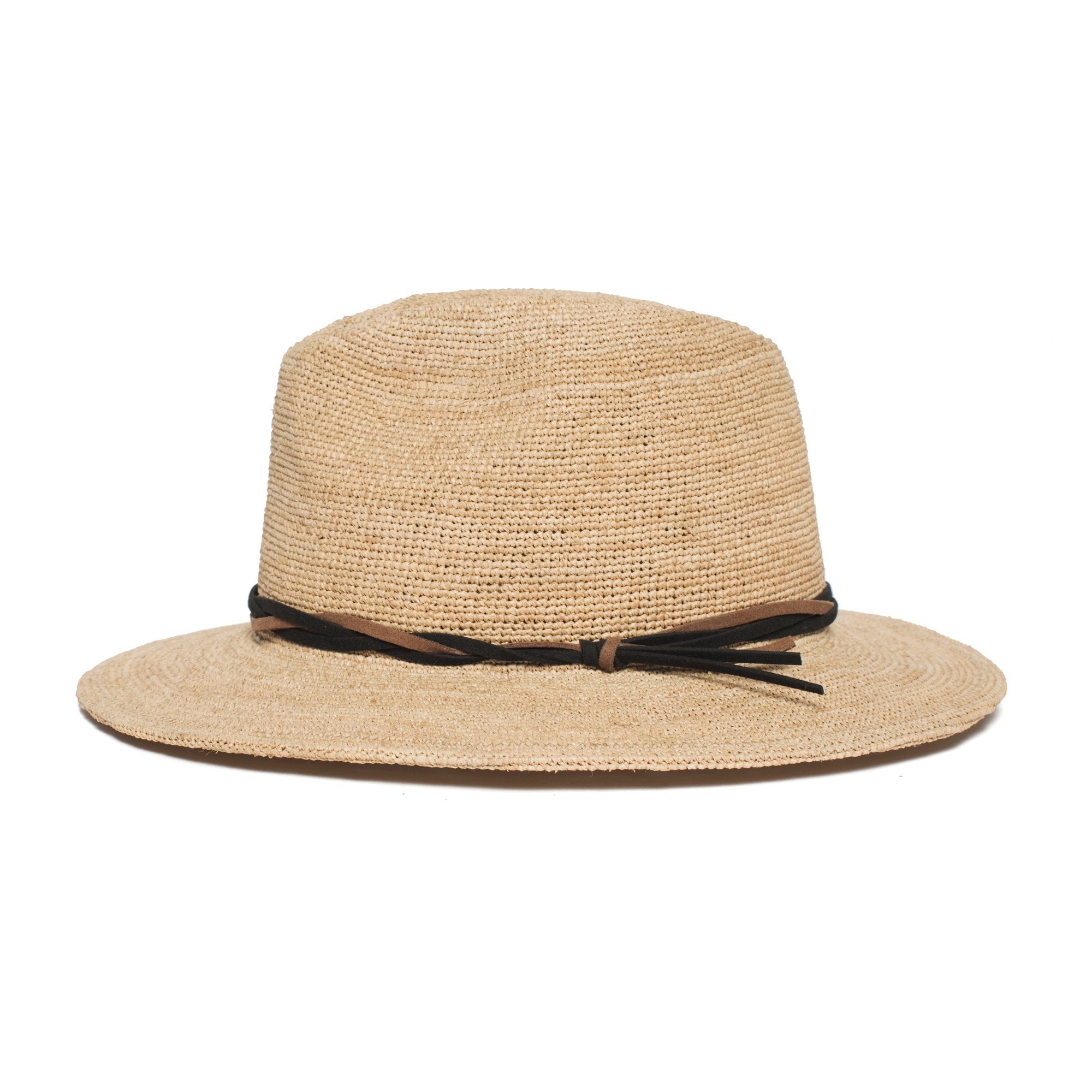 Goorin Bros. blueberry haze center dent wide brim straw fedora hat Natural side view