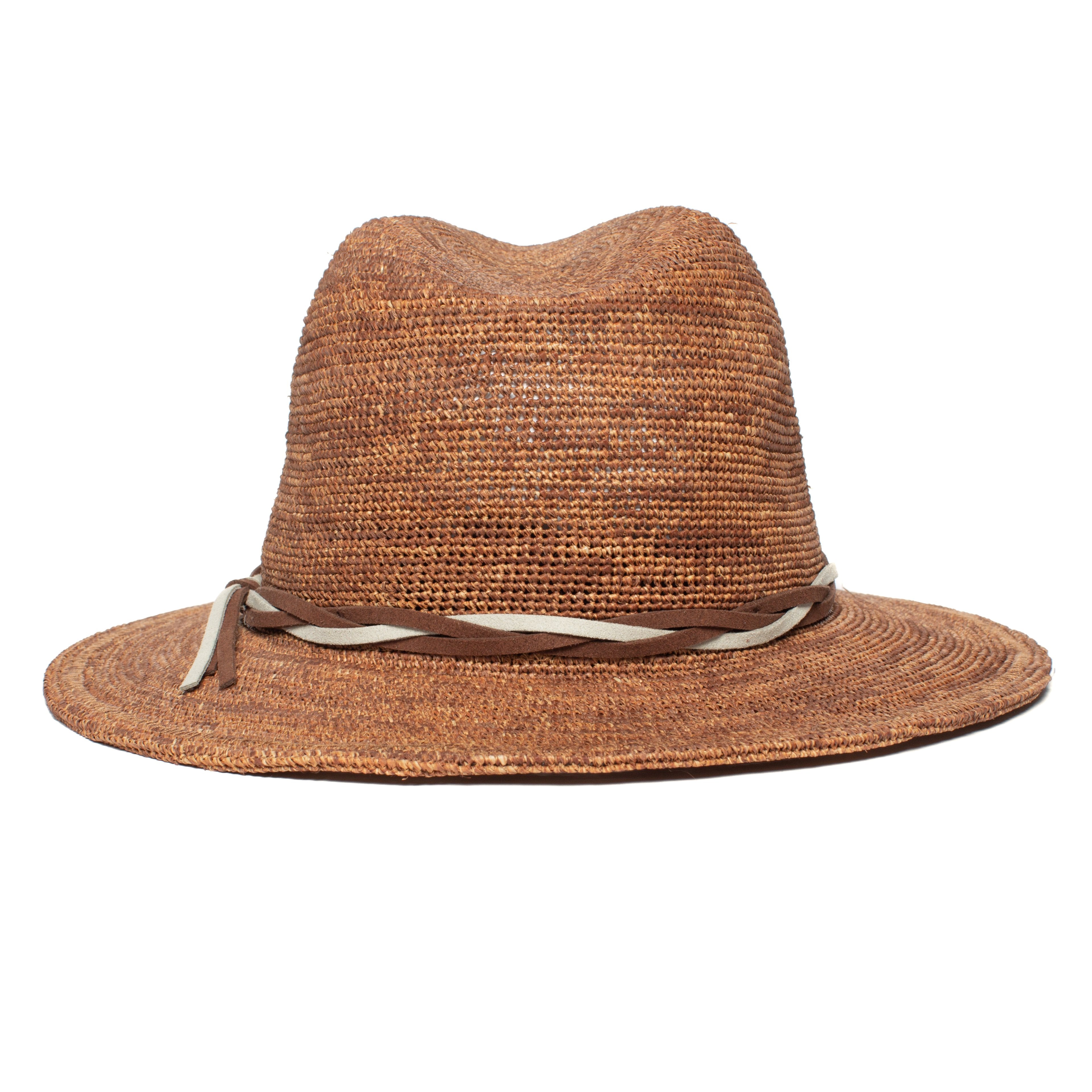Goorin Bros. blueberry haze center dent wide brim straw fedora hat Whiskey back view