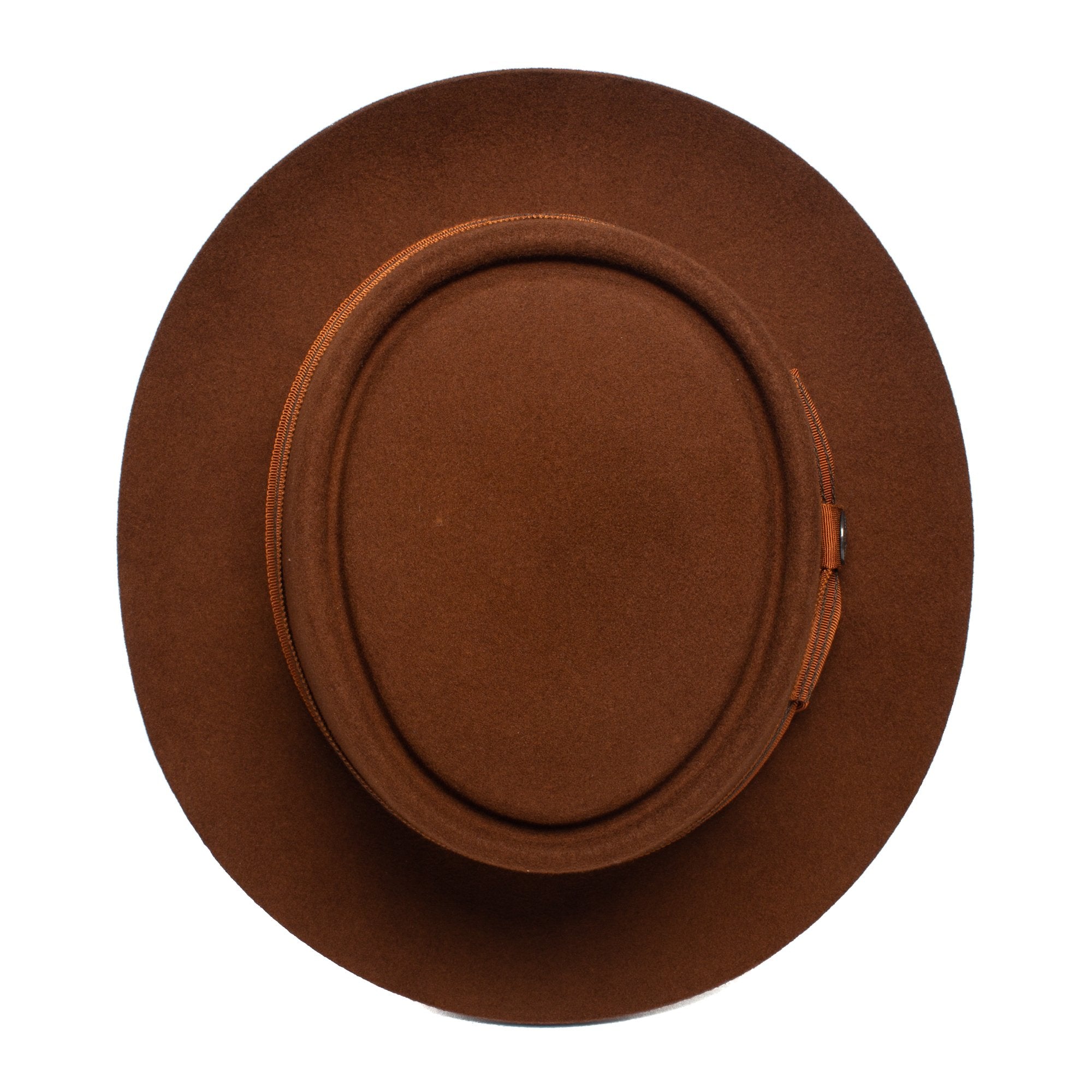 Goorin Bros. top brass wool porkpie Oak top view