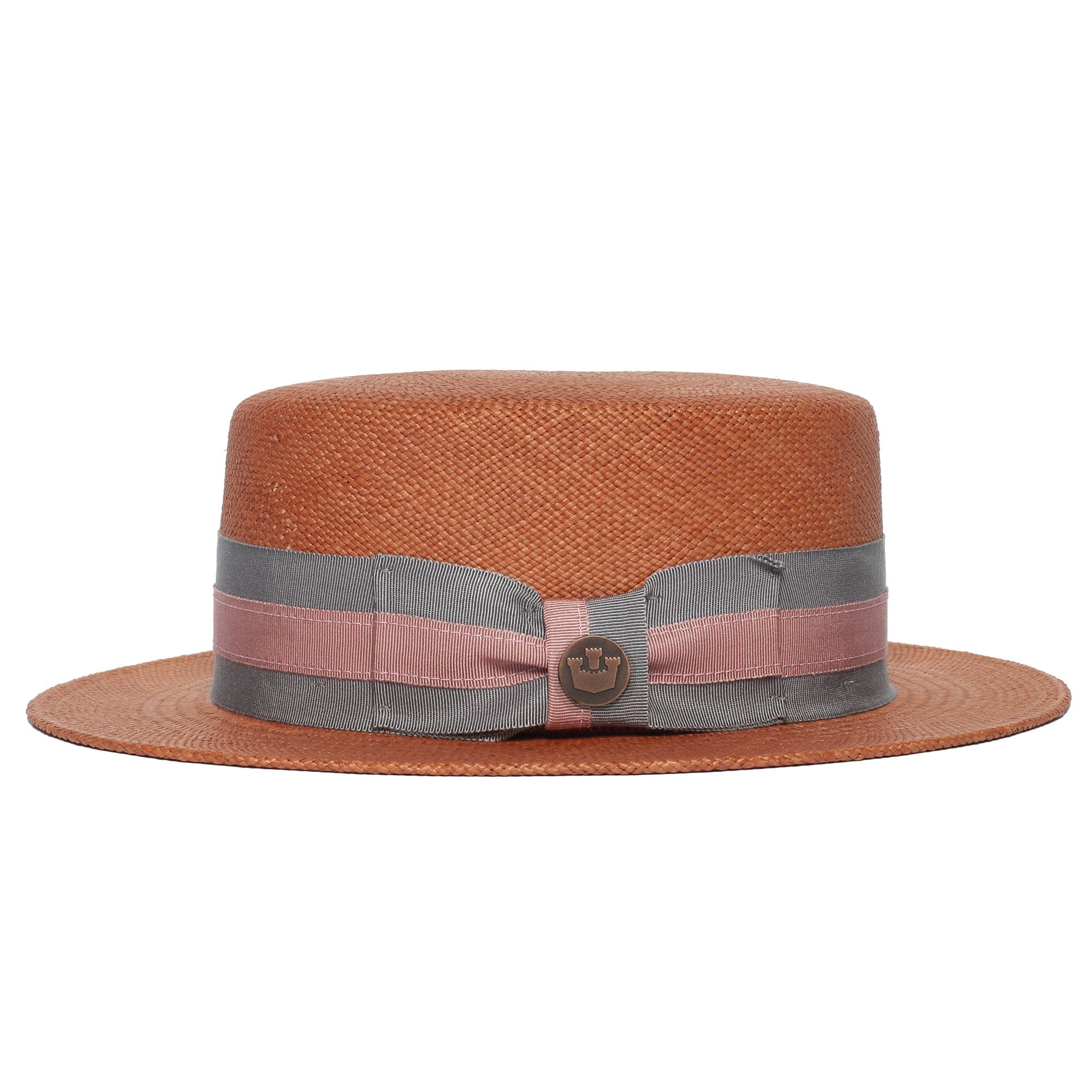 Goorin Bros. dawson tate straw diamond porkpie fedora Rust side view