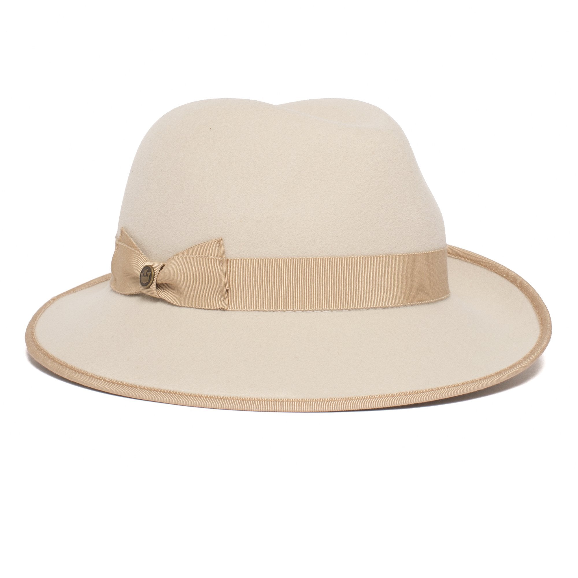 Goorin Bros. beverly corleon center dent medium brim felt fedora hat Creme left side view