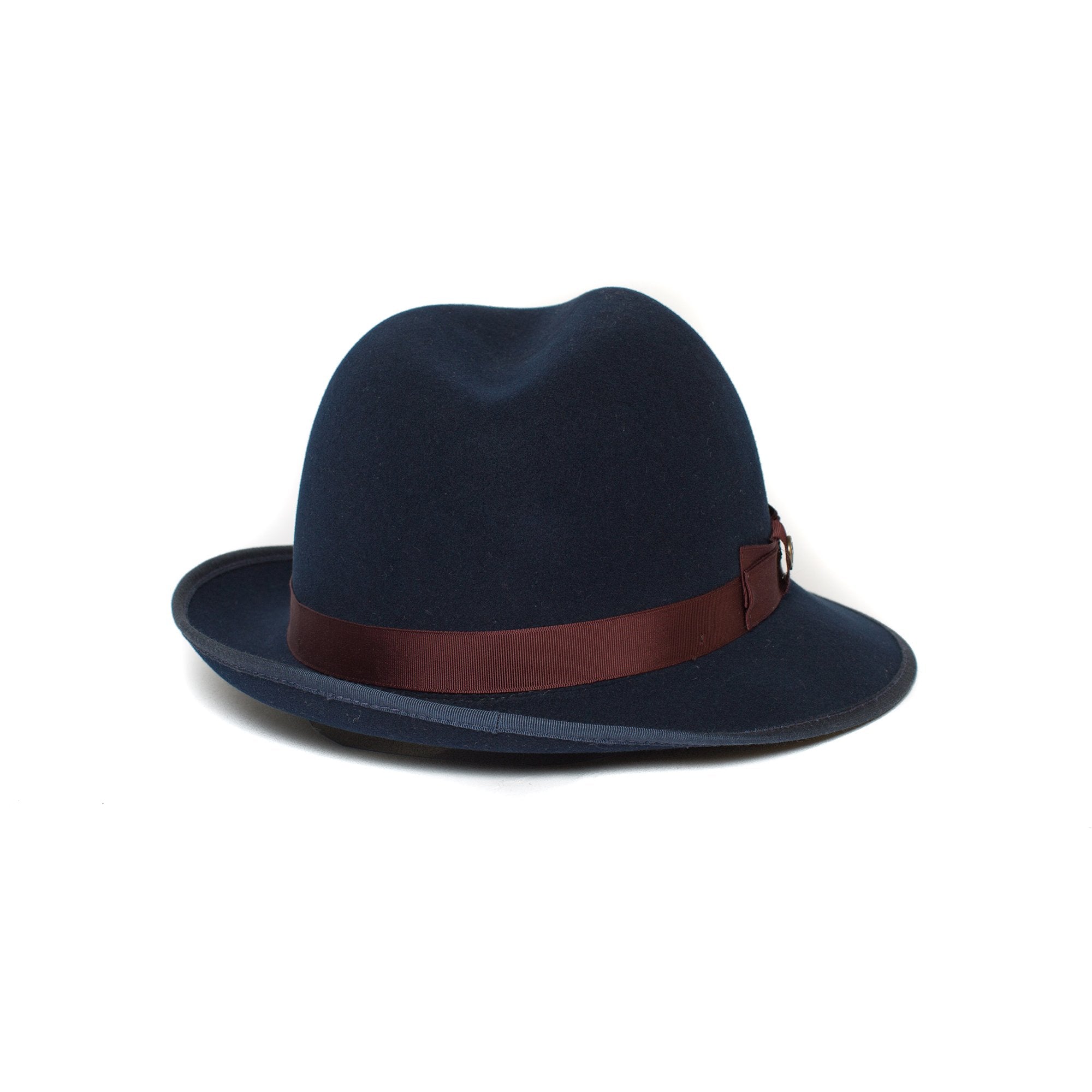 Goorin Bros. beverly corleon center dent medium brim felt fedora hat Navy front view