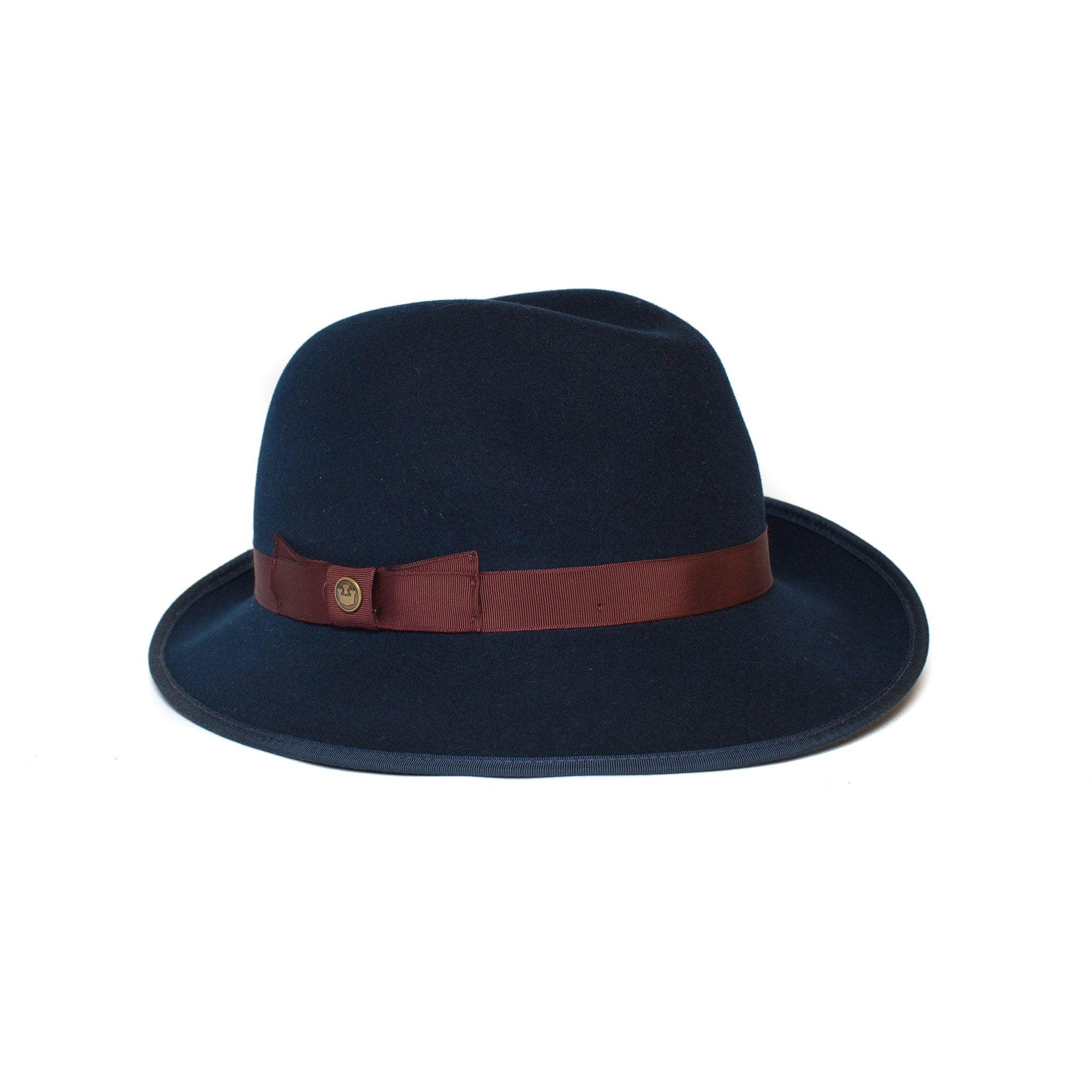 Goorin Bros. beverly corleon center dent medium brim felt fedora hat Navy left side view