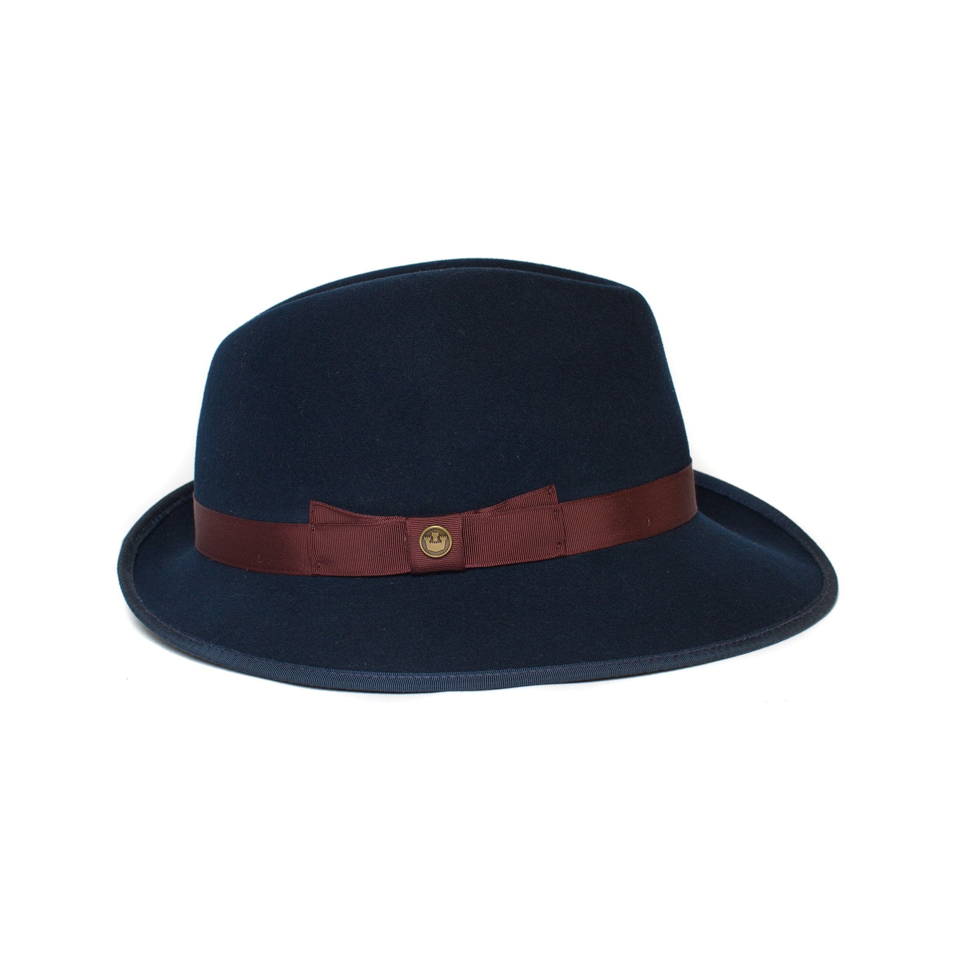 Goorin Bros. beverly corleon center dent medium brim felt fedora hat Navy side view