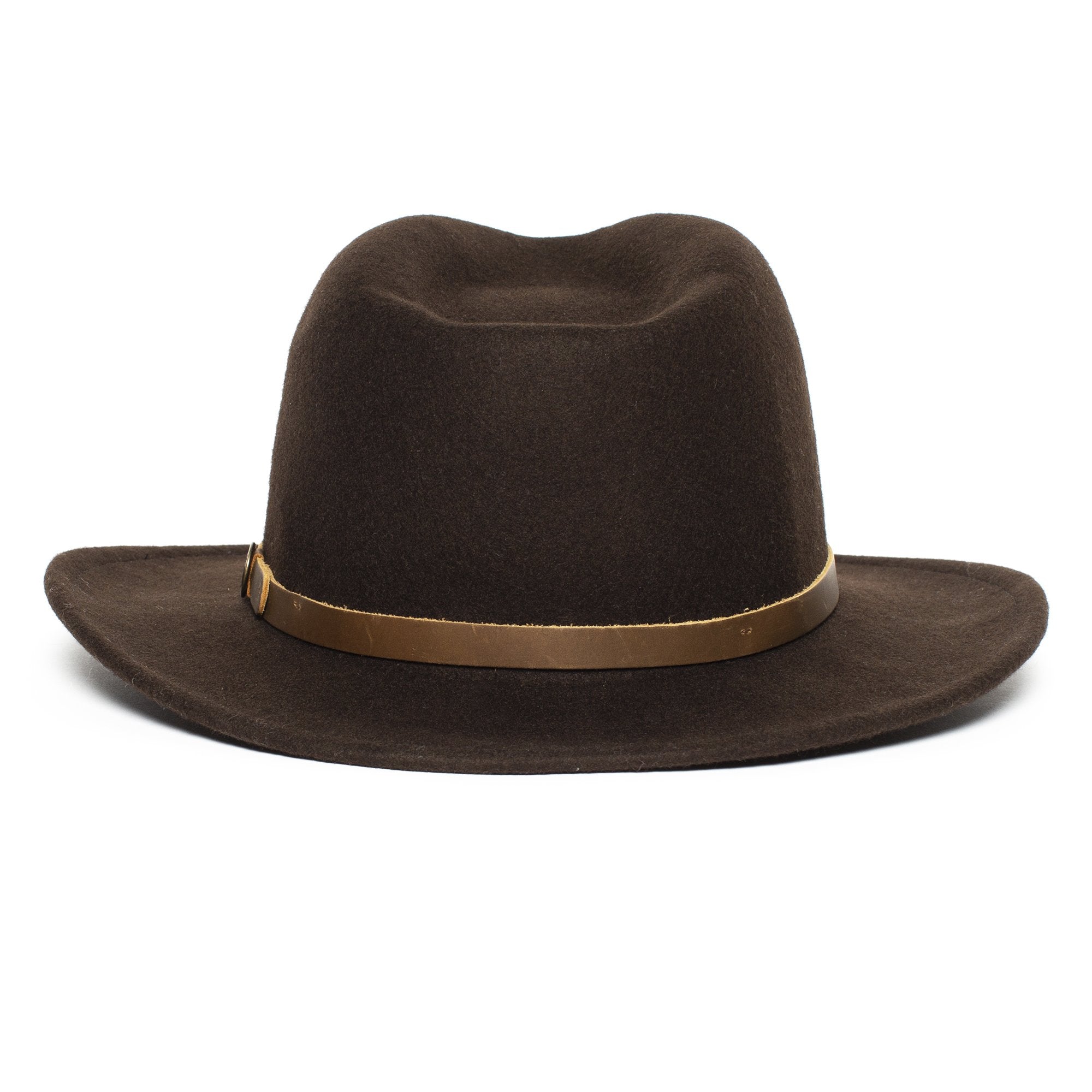 Goorin Bros. henry jones teardrop wide brim felt fedora hat Brown back view