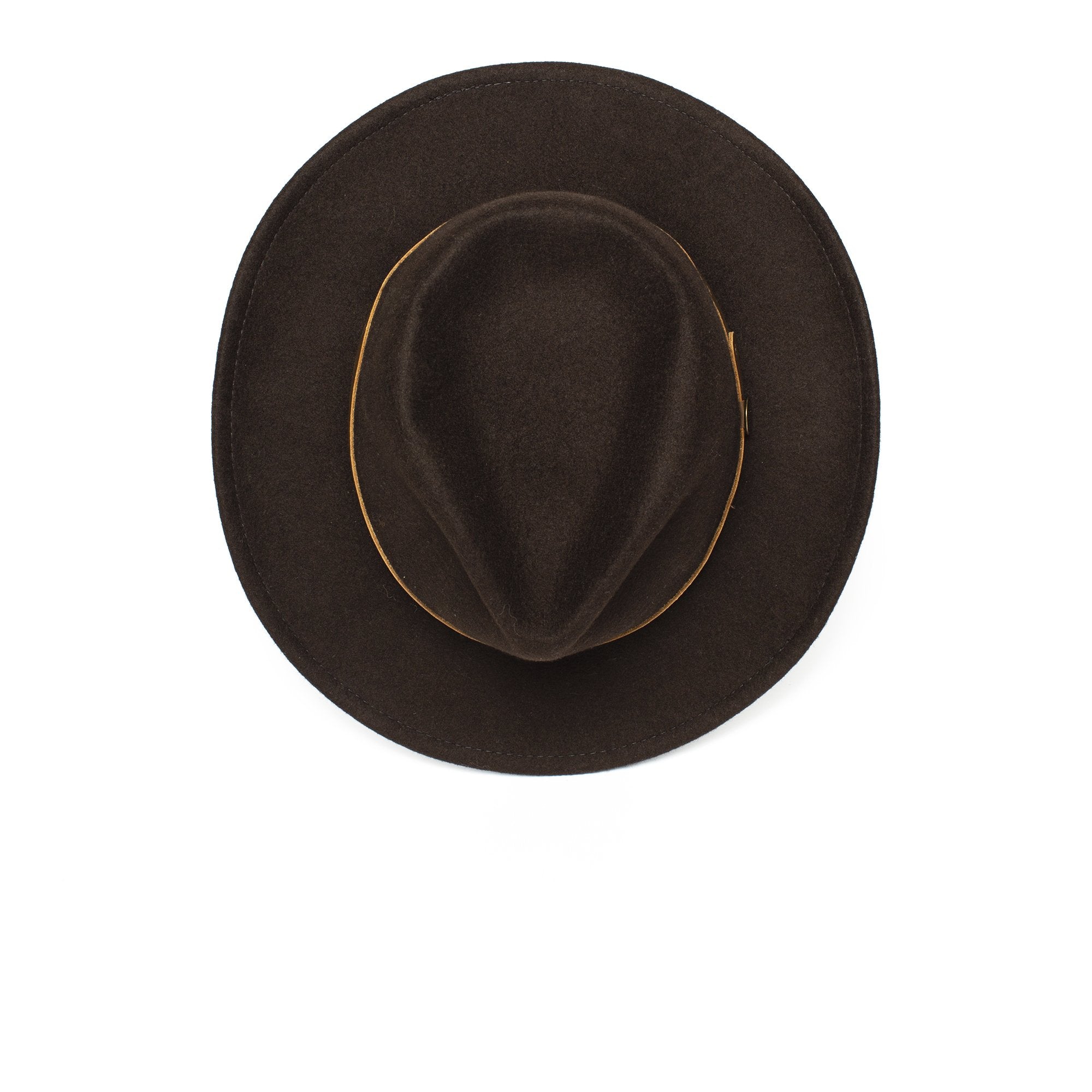 Goorin Bros. henry jones teardrop wide brim felt fedora hat Brown top view