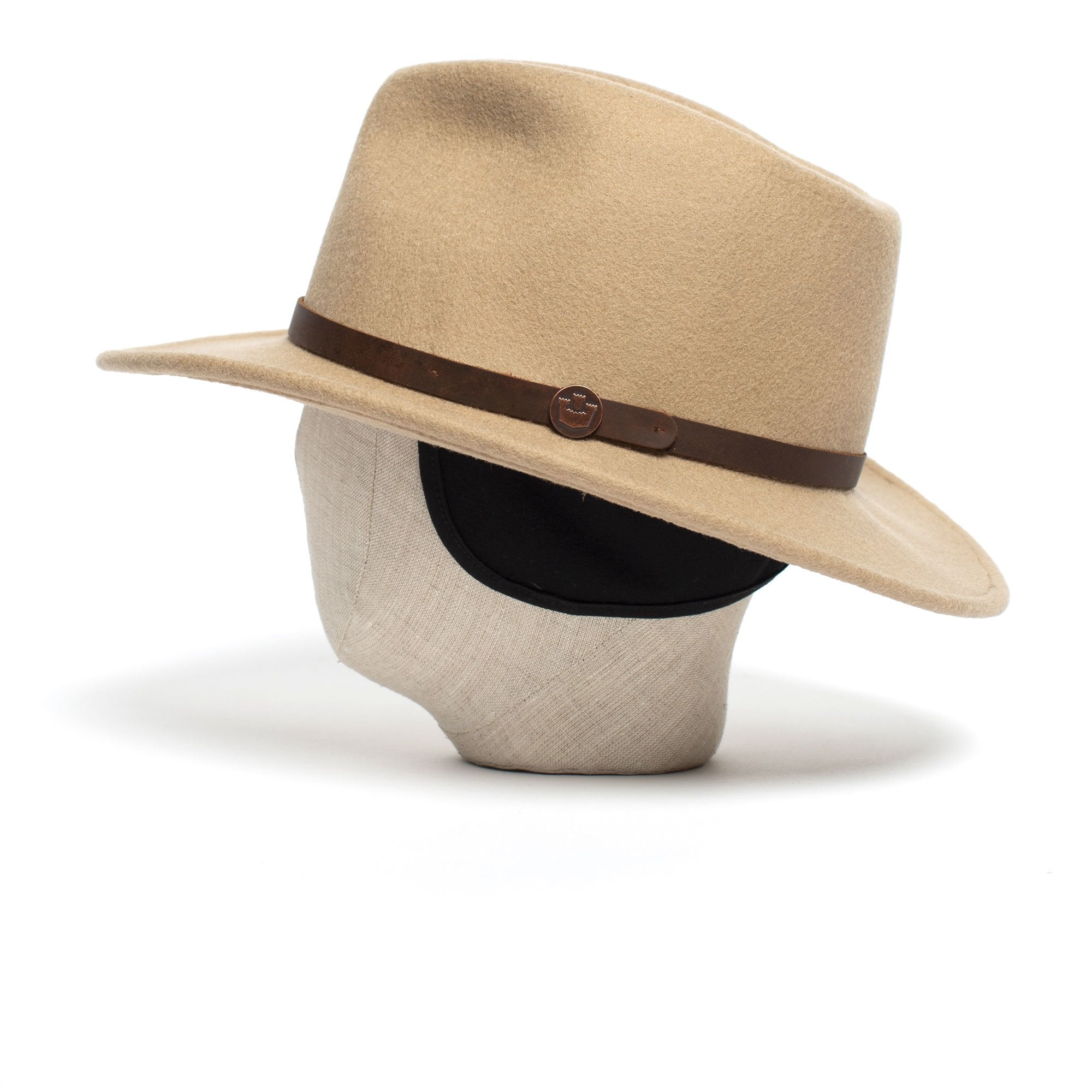 Goorin Bros. henry jones teardrop wide brim felt fedora hat Sand back view