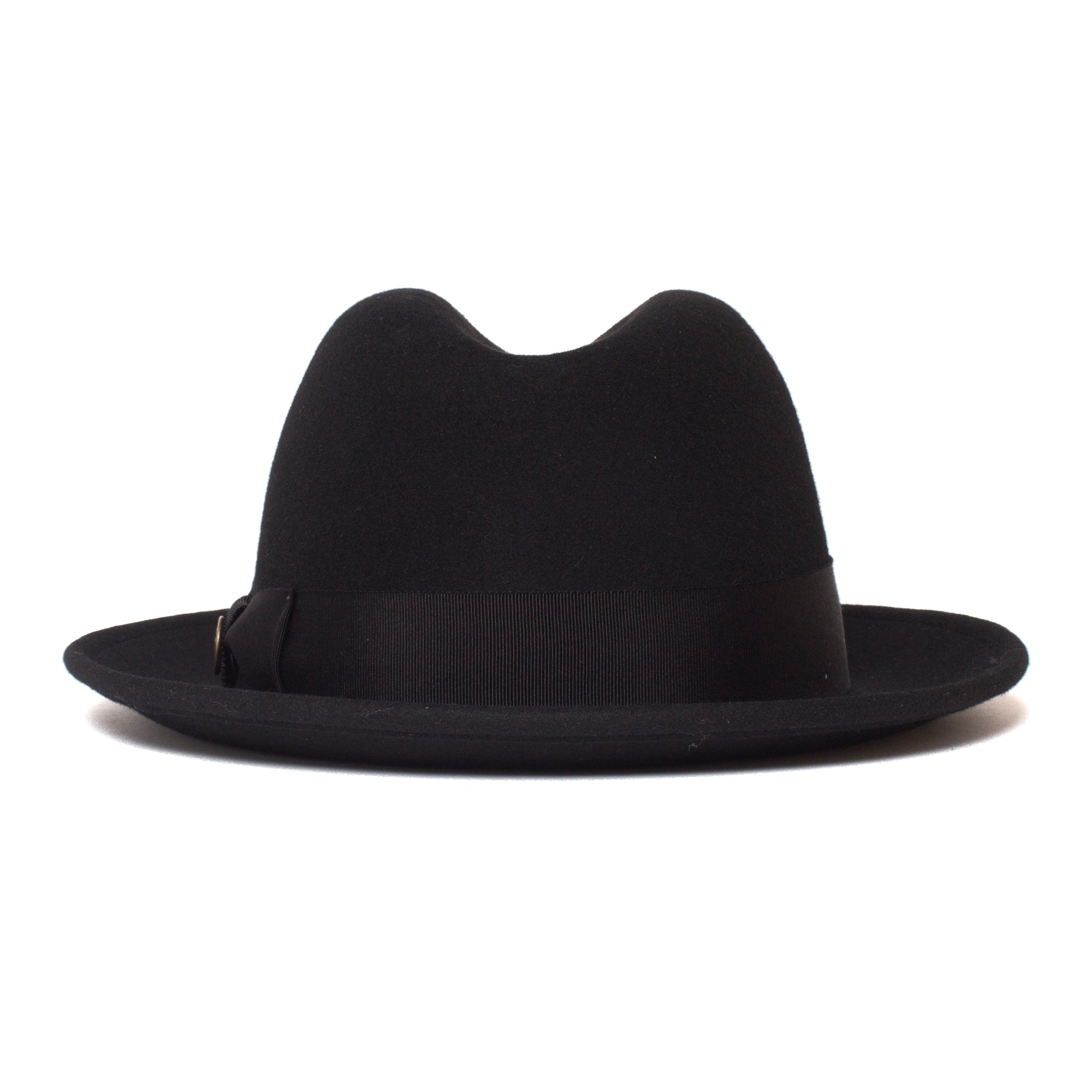 Goorin Bros. dean the butcher center dent wide brim felt fedora hat Black back view