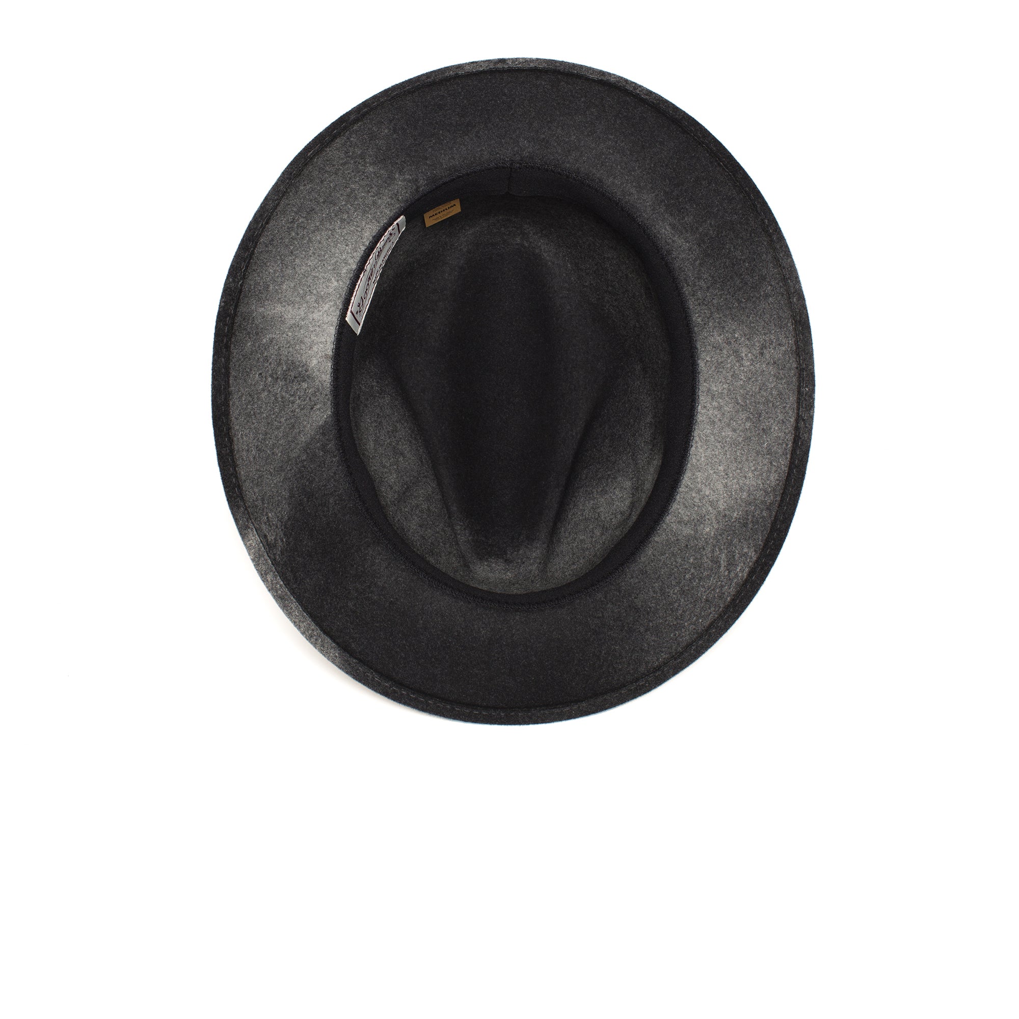 Goorin Bros. dean the butcher center dent wide brim felt fedora hat Charcoal under view