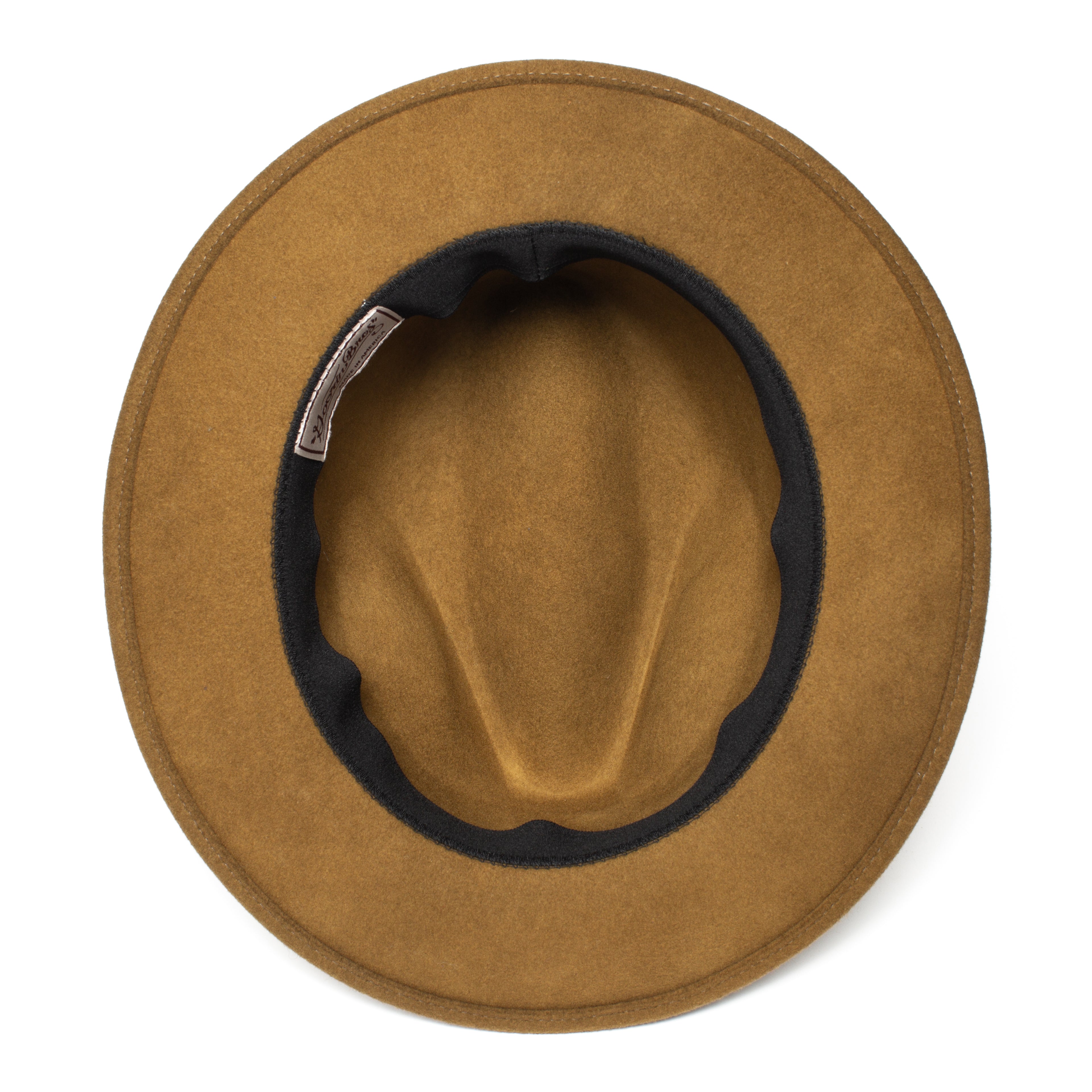 Goorin Bros. dean the butcher center dent wide brim felt fedora hat Citron under view
