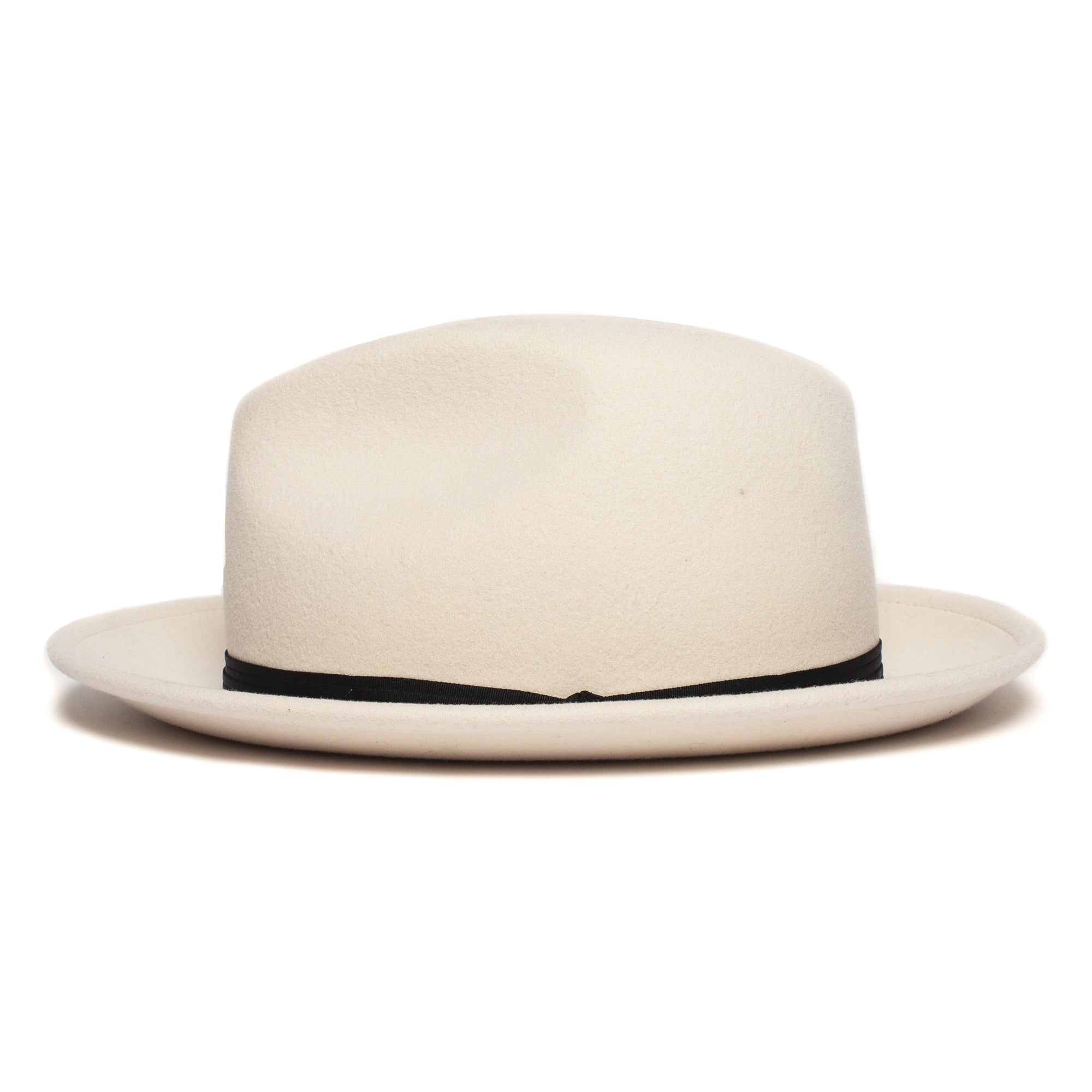 Goorin Bros. dean the butcher center dent wide brim felt fedora hat Creme side view