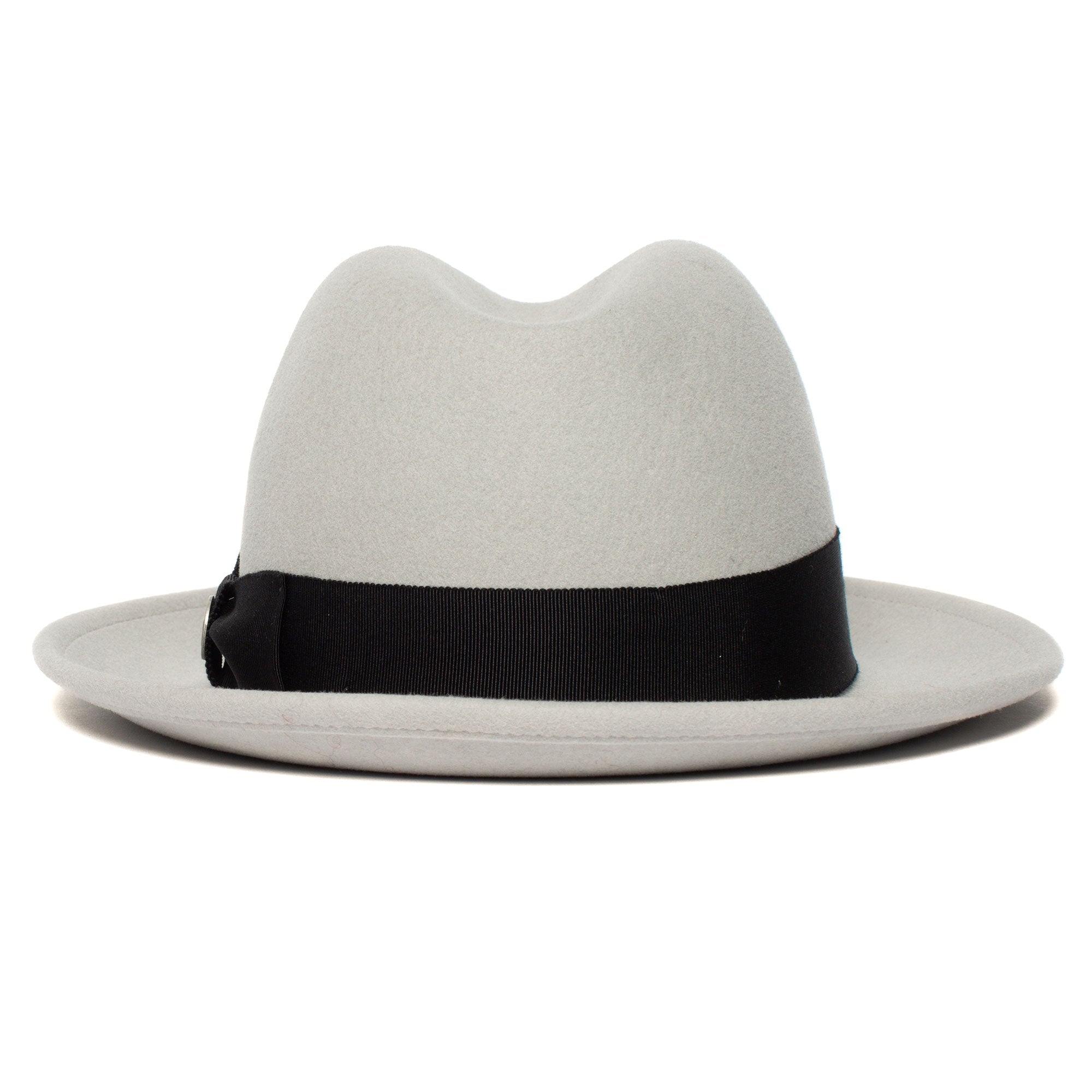 Goorin Bros. dean the butcher center dent wide brim felt fedora hat Grey back view