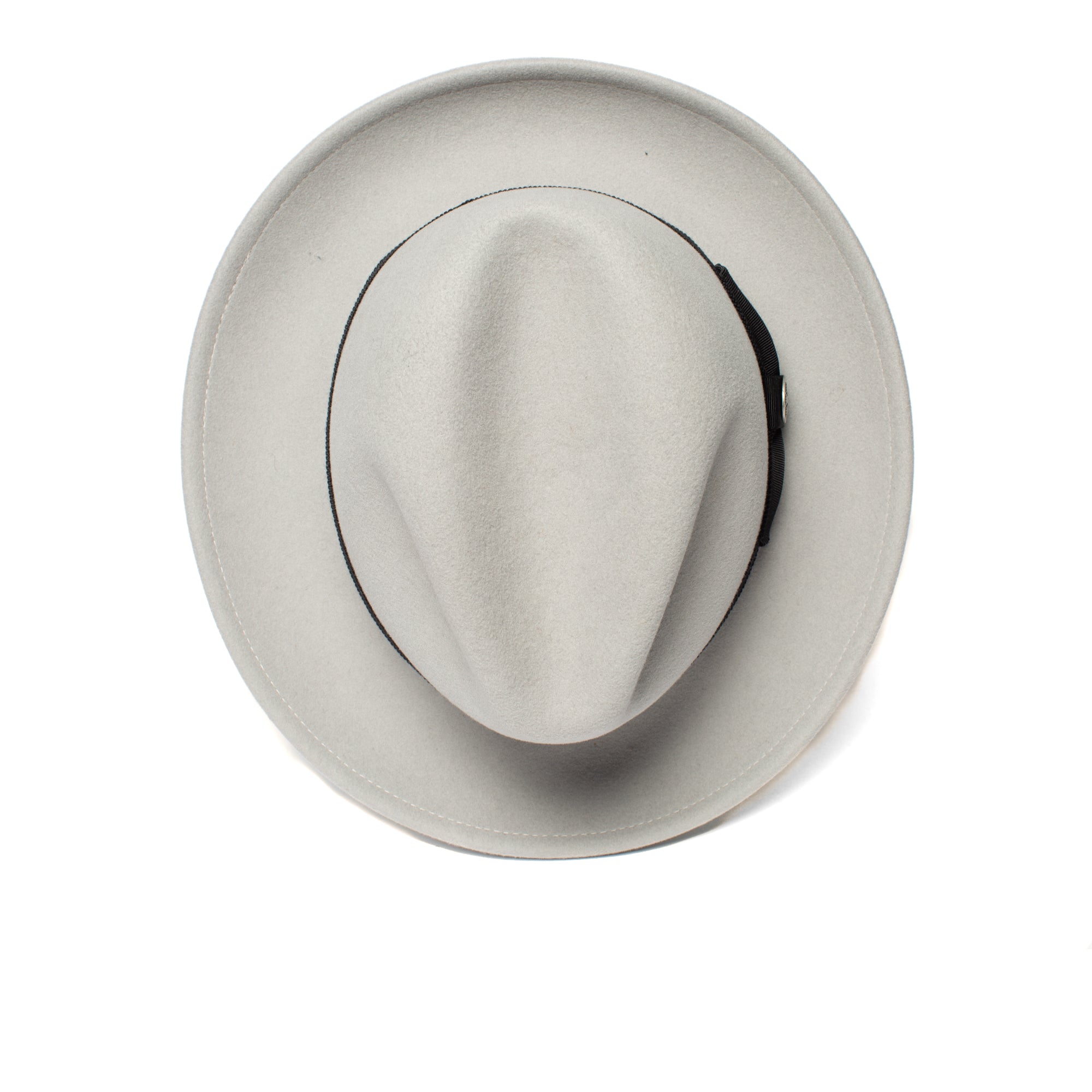 Goorin Bros. dean the butcher center dent wide brim felt fedora hat Grey top view
