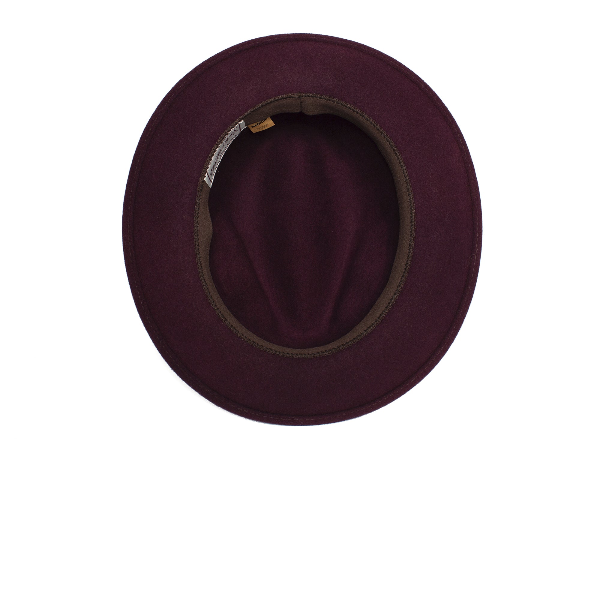 Goorin Bros. dean the butcher center dent wide brim felt fedora hat Maroon under view