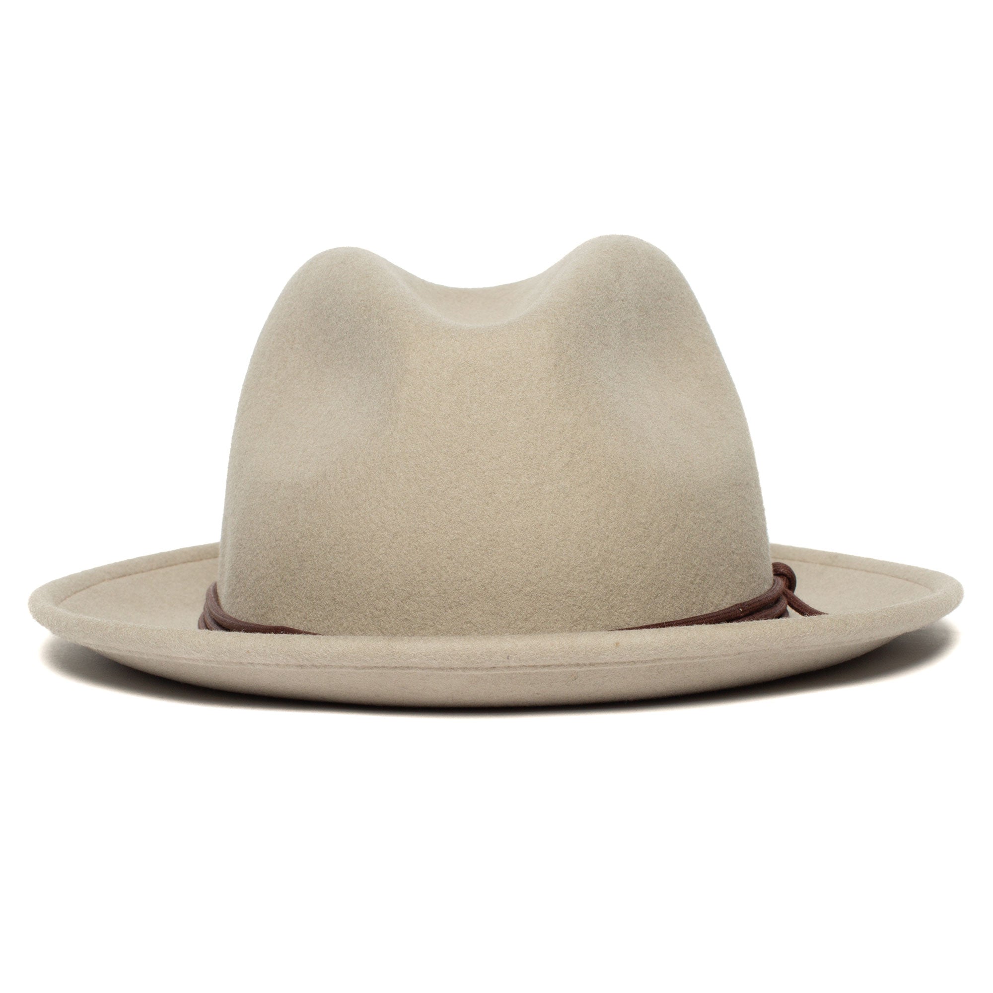 Goorin Bros. dean the butcher center dent wide brim felt fedora hat Sand front view