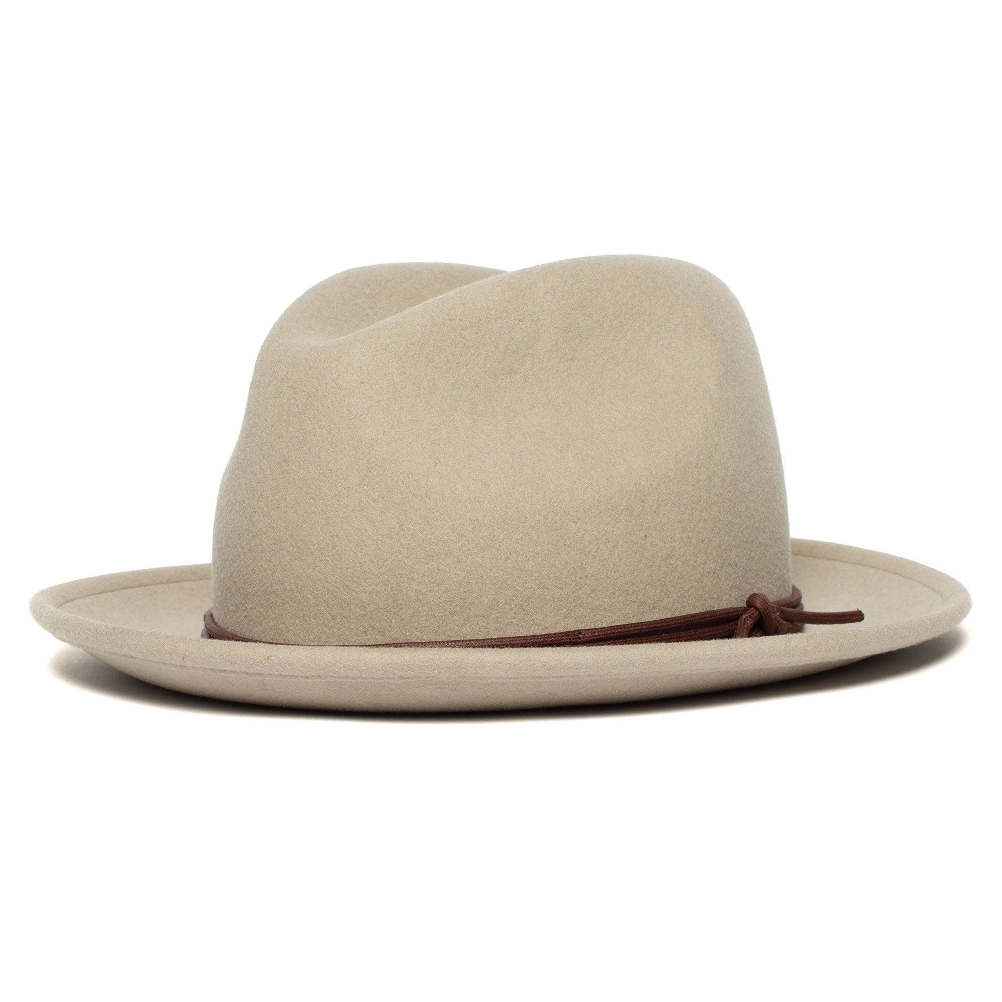 Goorin Bros. dean the butcher center dent wide brim felt fedora hat Sand left side view