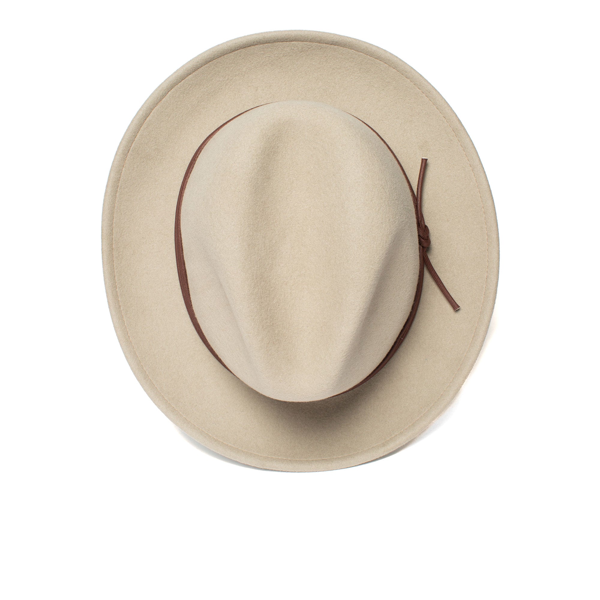 Goorin Bros. dean the butcher center dent wide brim felt fedora hat Sand top view