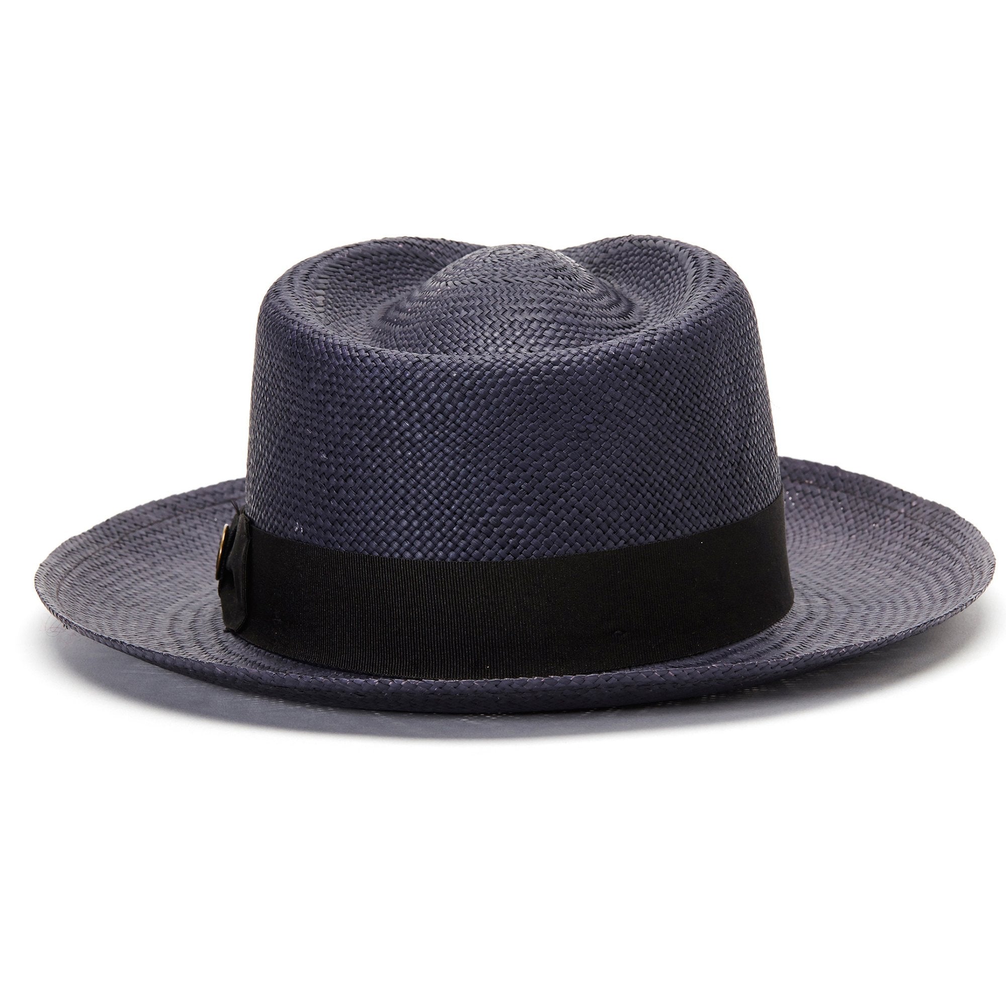 Goorin Bros. big john teardrop wide brim straw fedora hat Navy back view