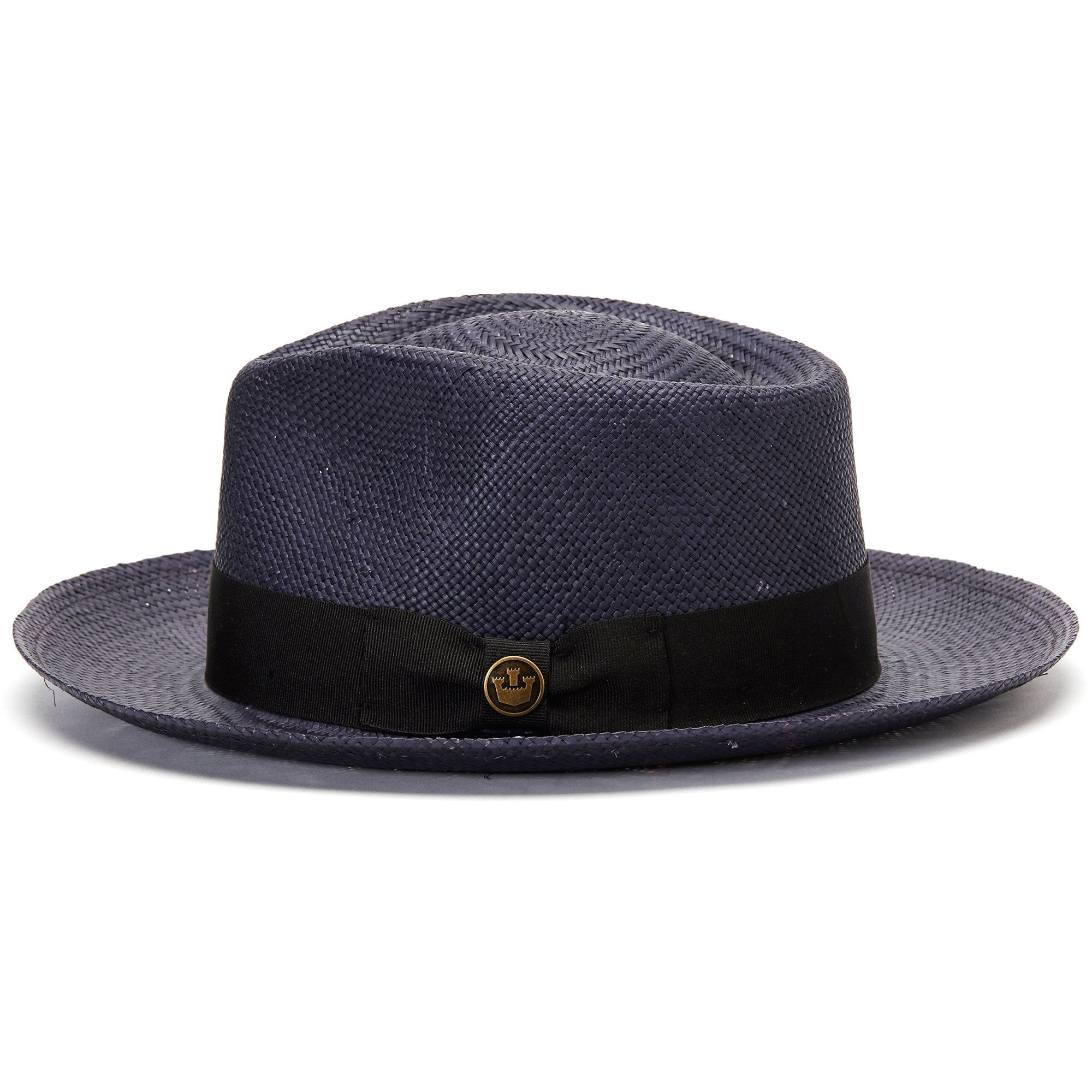 Goorin Bros. big john teardrop wide brim straw fedora hat Navy side view