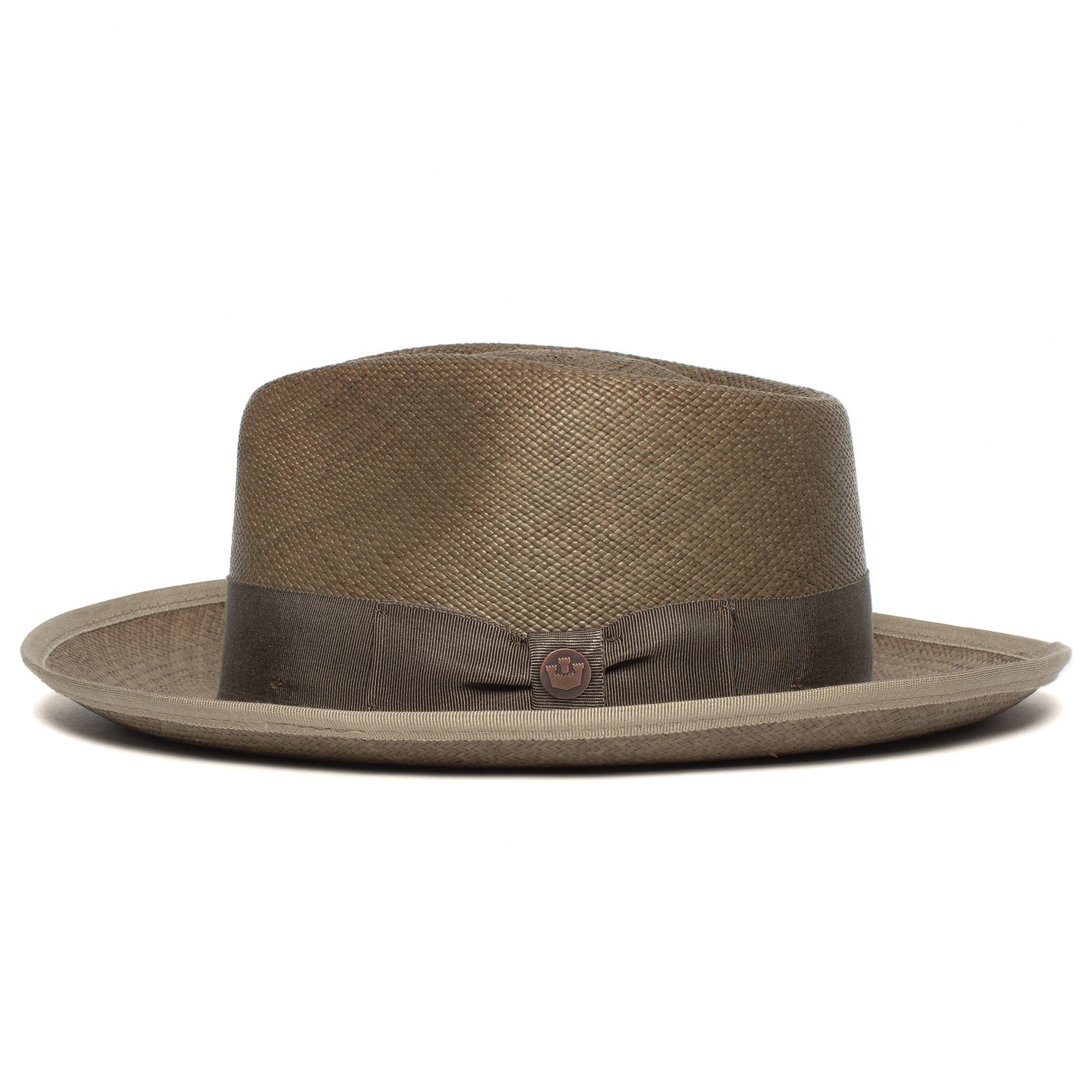 Goorin Bros. big john teardrop wide brim straw fedora hat Olive side view