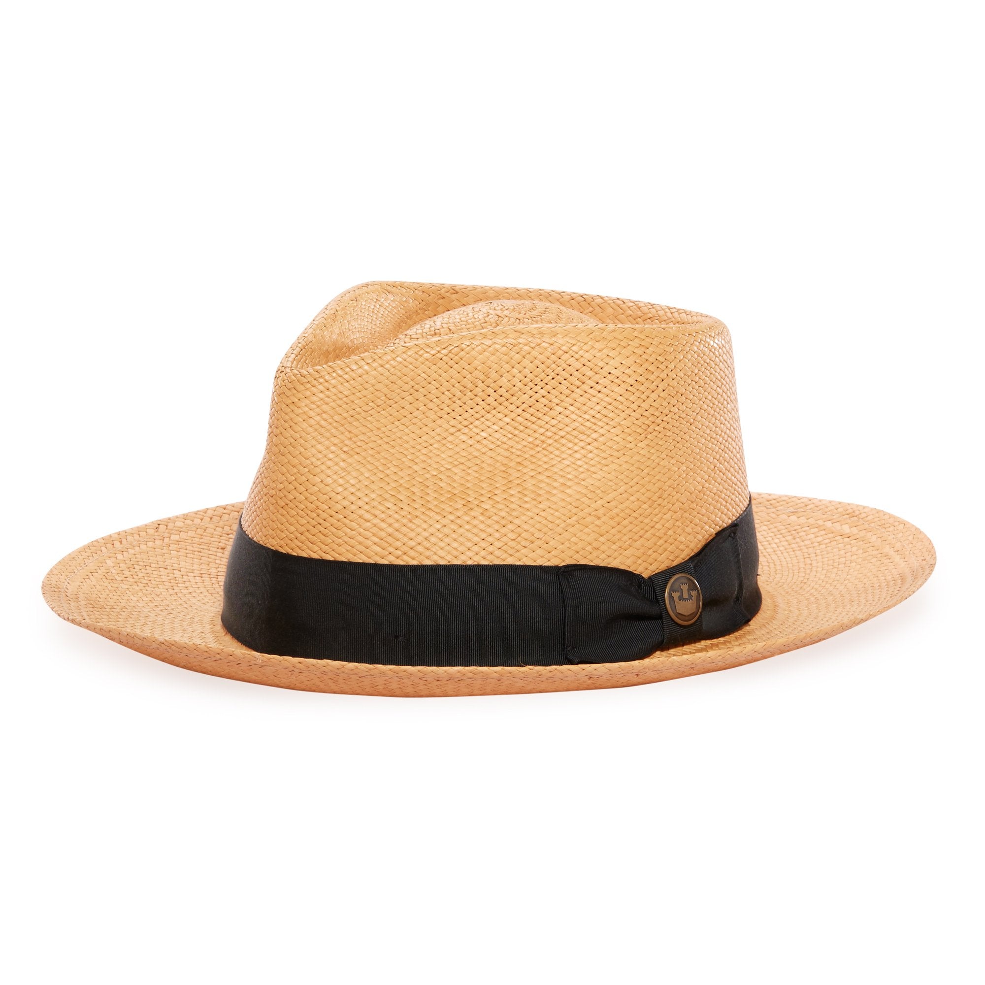 Goorin Bros. big john teardrop wide brim straw fedora hat Tan left side view