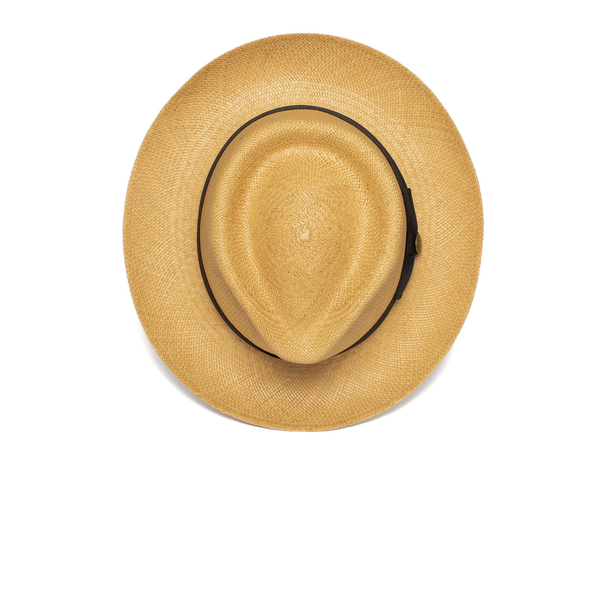 Goorin Bros. big john teardrop wide brim straw fedora hat Tan top view