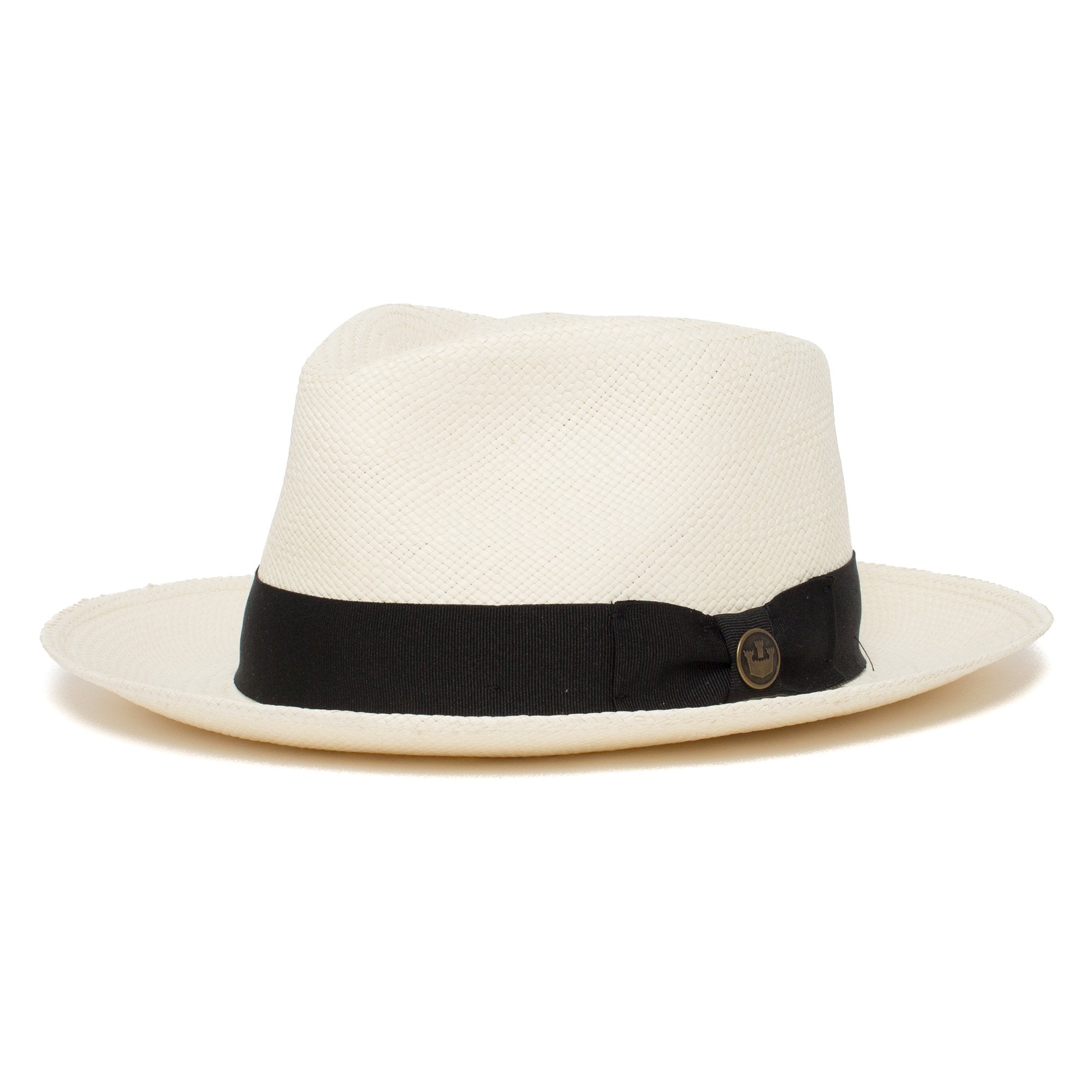 Goorin Bros. big john teardrop wide brim straw fedora hat White left side view