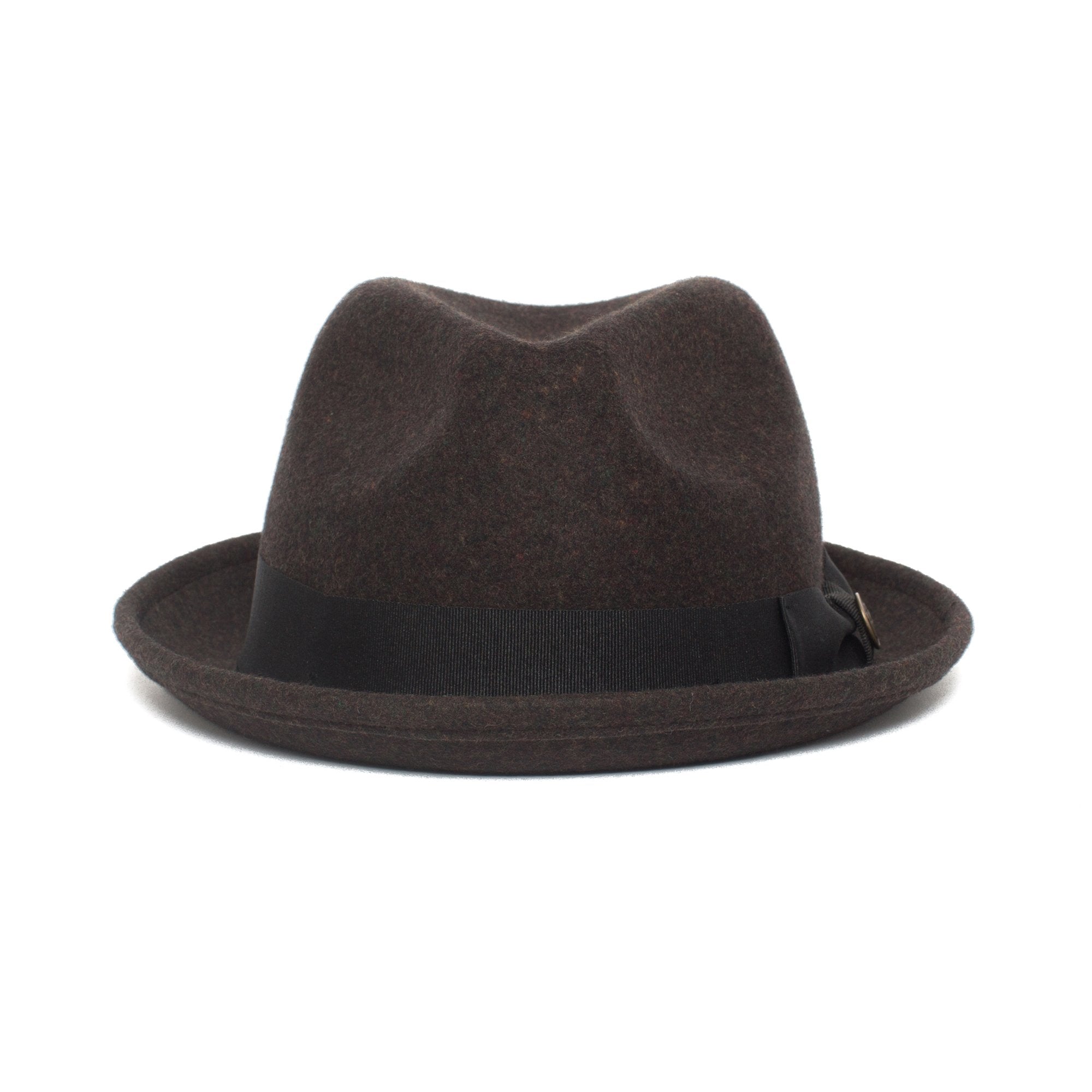 Goorin Bros. good boy center dent short brim felt fedora hat Coffee front view