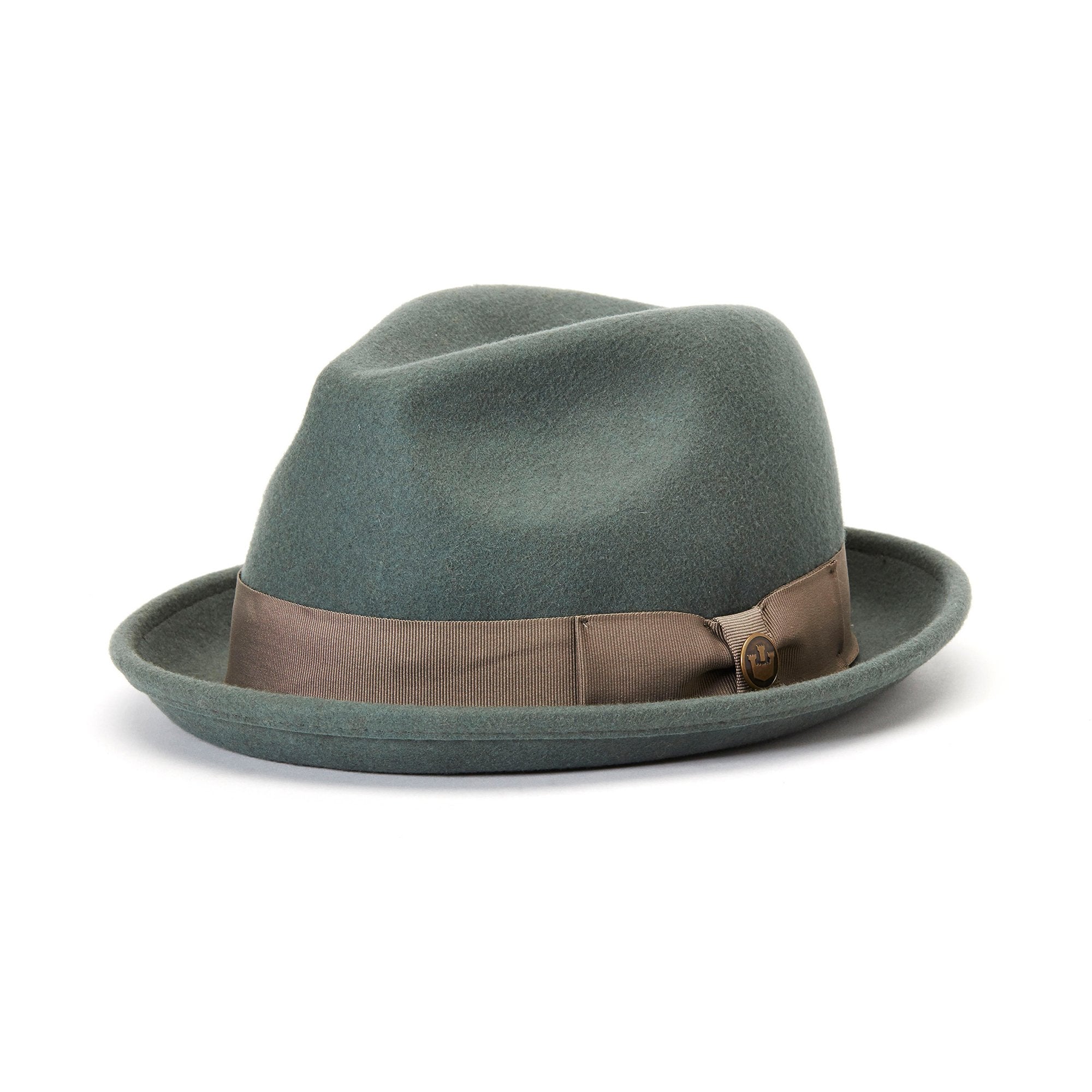 Goorin Bros. good boy center dent short brim felt fedora hat Sage left side view
