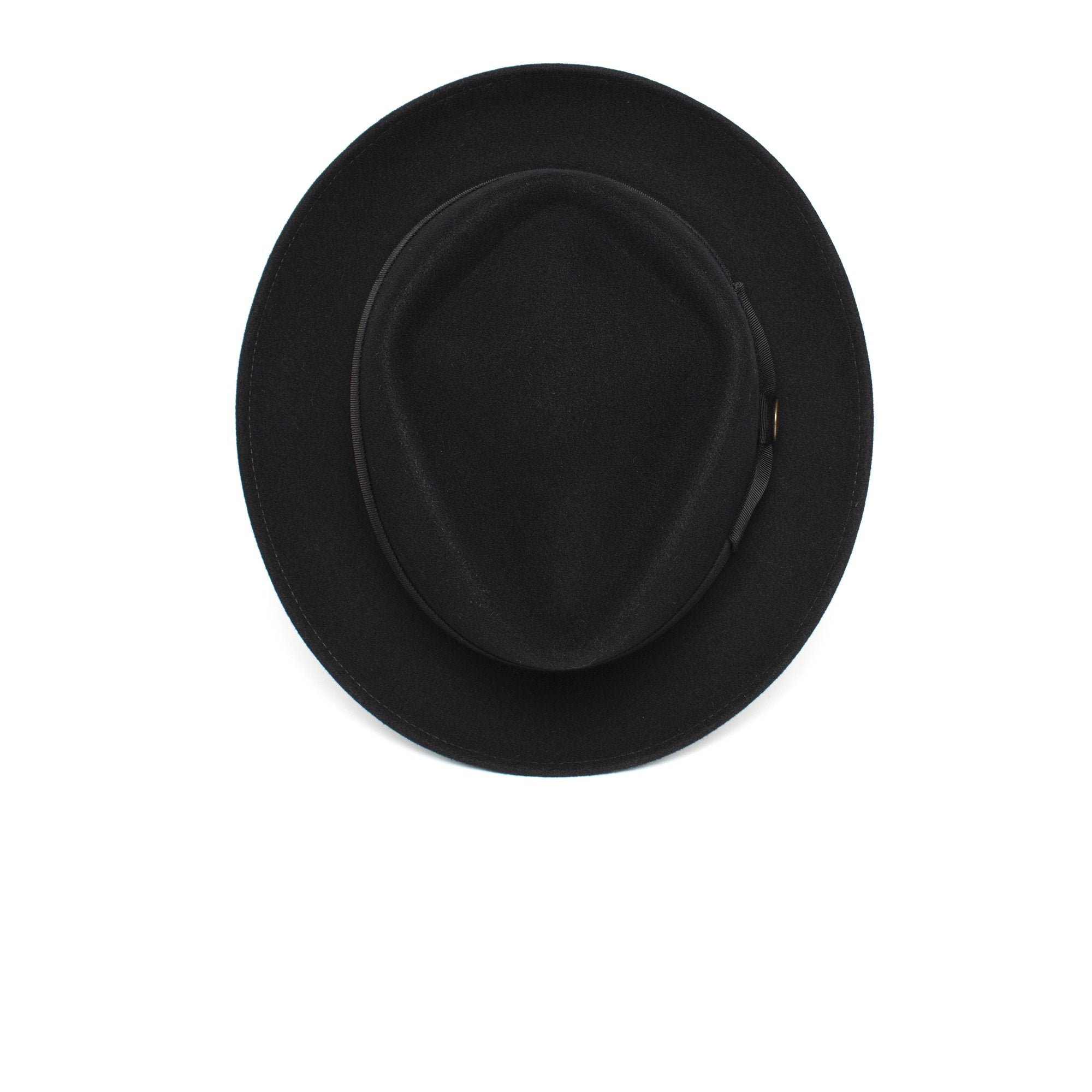 Goorin Bros. hunter jones diamond medium brim felt porkpie fedora hat Black top view