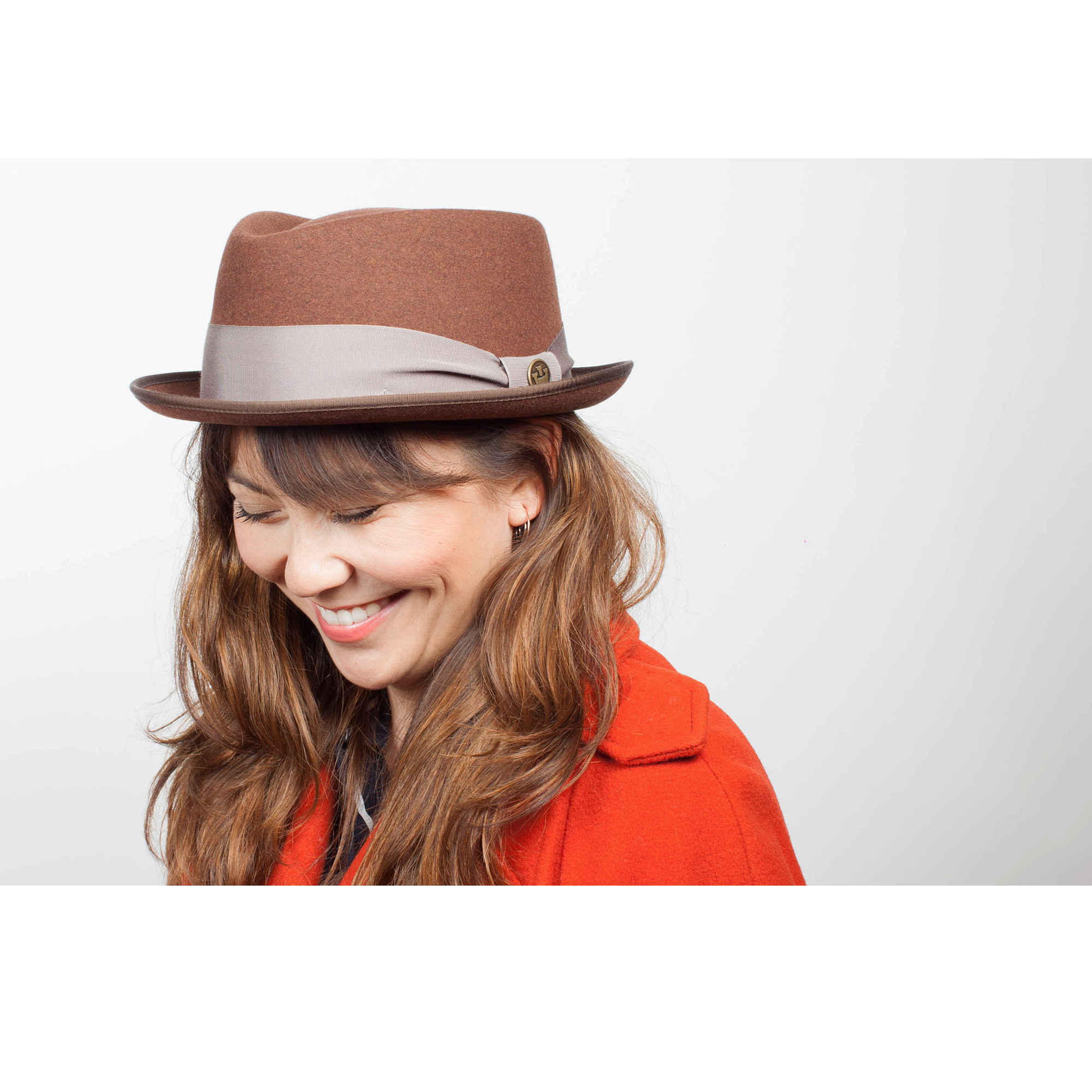 Goorin Bros. slick carter diamond short brim felt porkpie fedora hat Brown womens styling