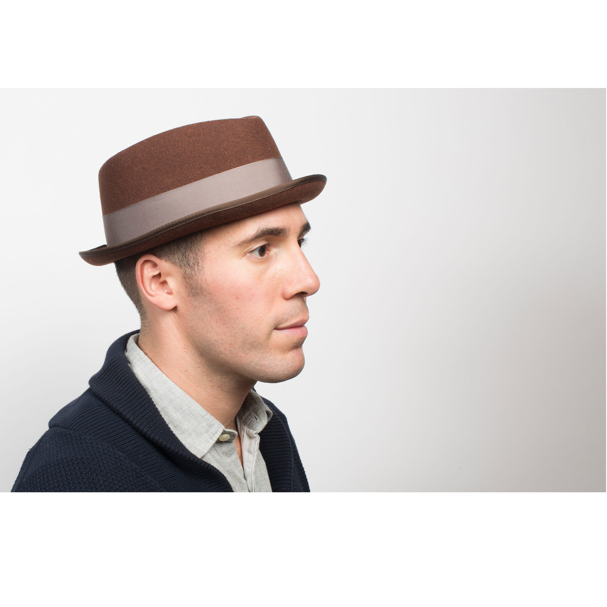 Goorin Bros. slick carter diamond short brim felt porkpie fedora hat Brown mens styling