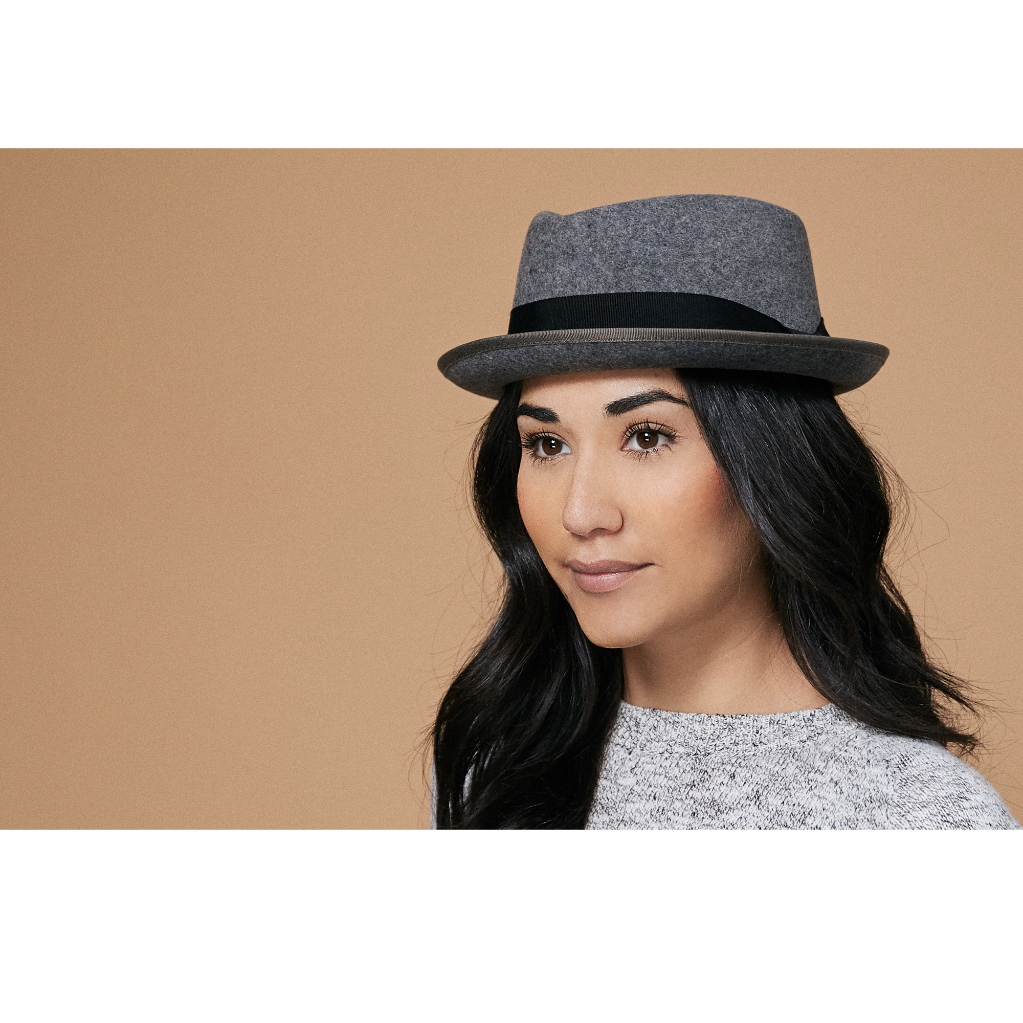 Goorin Bros. slick carter diamond short brim felt porkpie fedora hat Grey womens styling