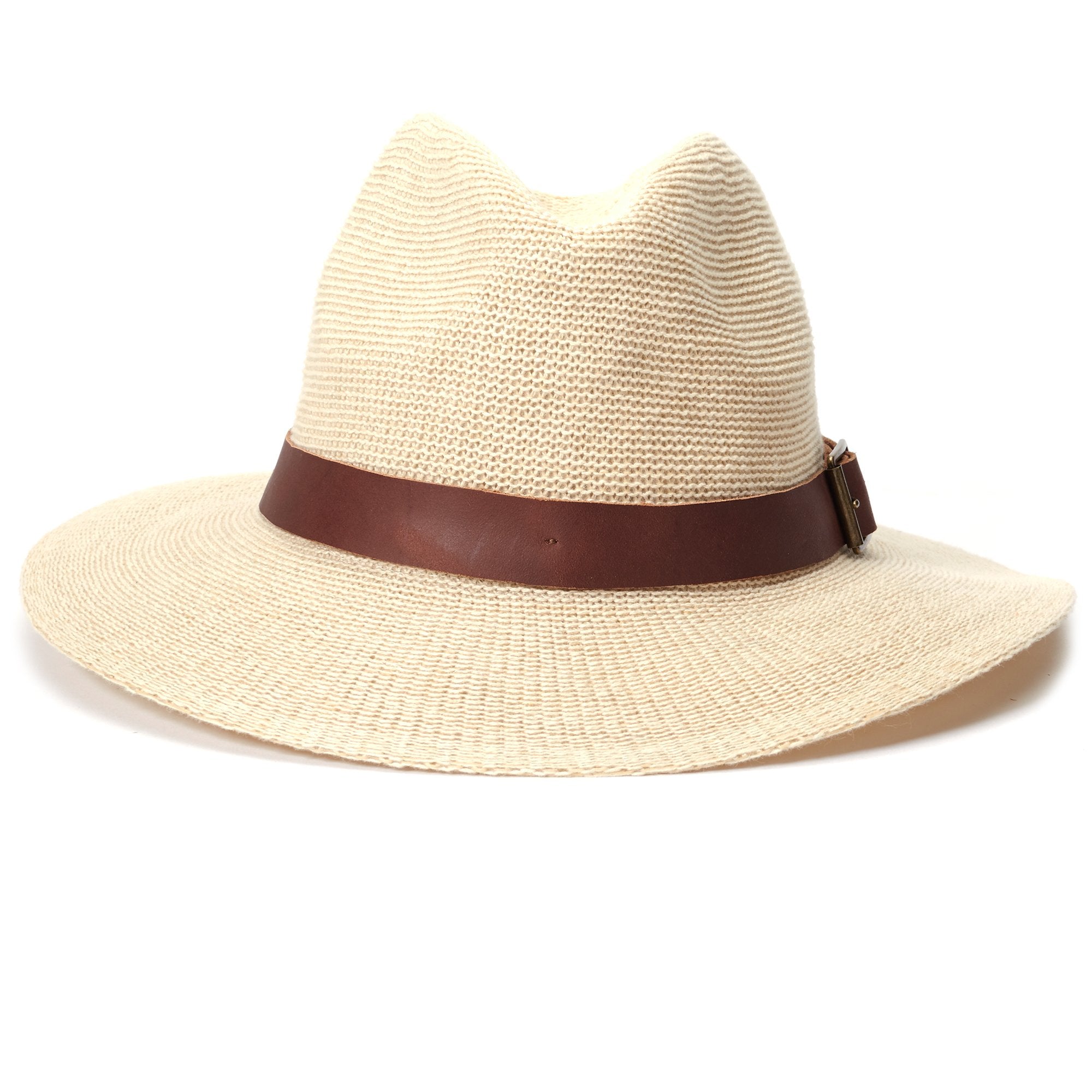 Goorin Bros. april rose center dent wide brim cotton blend fedora hat Natural front view