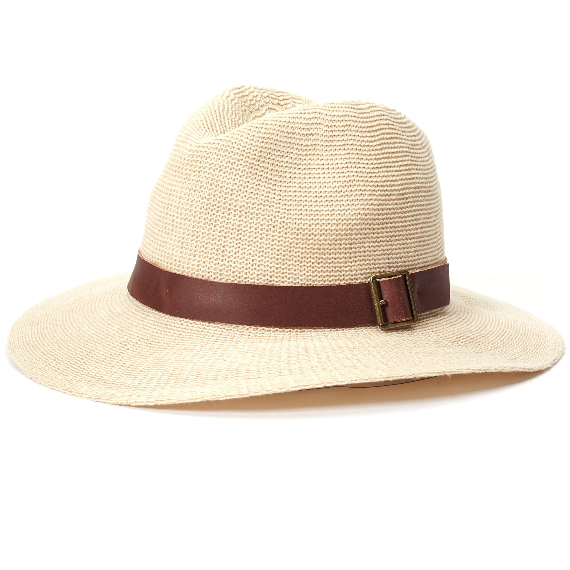 Goorin Bros. april rose center dent wide brim cotton blend fedora hat Natural left side view