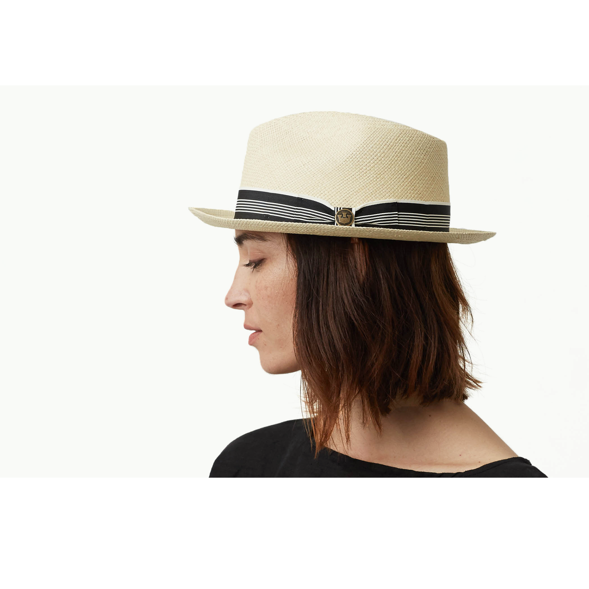 Goorin Bros. odis lee teardrop medium brim straw fedora hat Natural womens styling